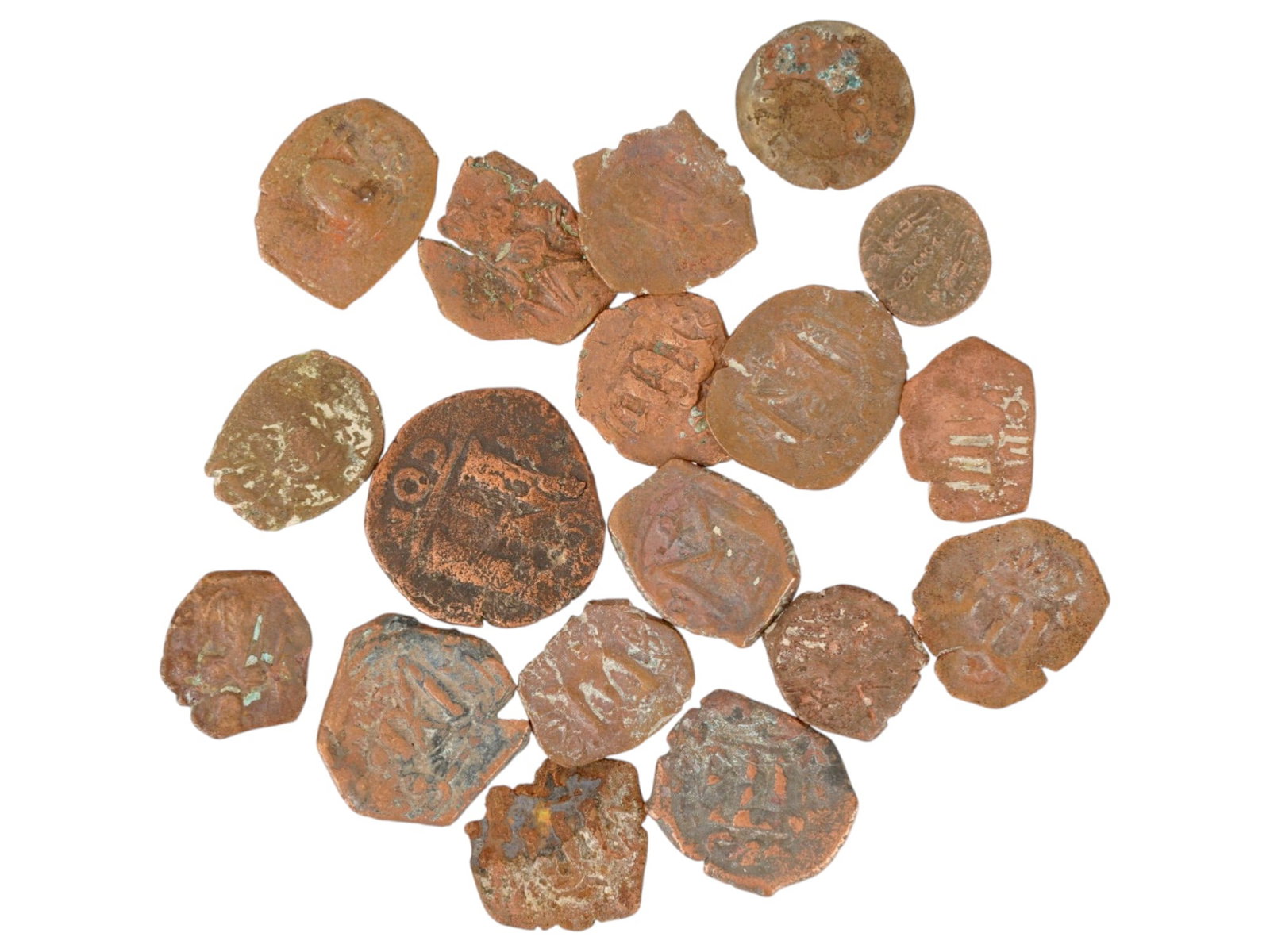 LOT OF ANCIENT BYZANTINE BRONZE COINS 400 TO 600 AD (1 of 7)