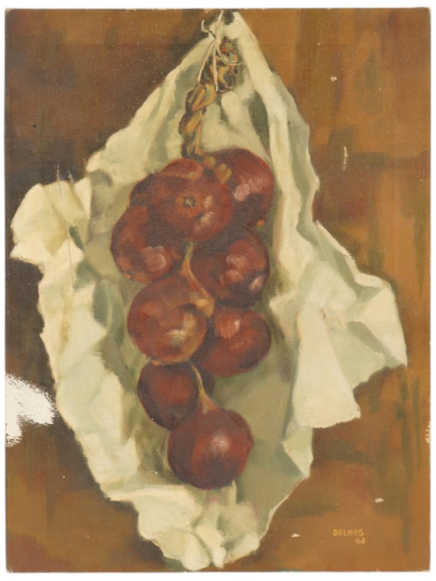 VTG FRENCH OIL STILL LIFE PAINTING BY MICHEL DELMAS (1 of 4)