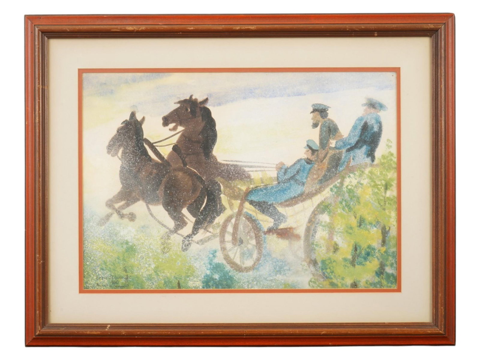 VINTAGE POLISH PAINTING ON PAPER BY LEON SLIWINSKI (1 of 5)