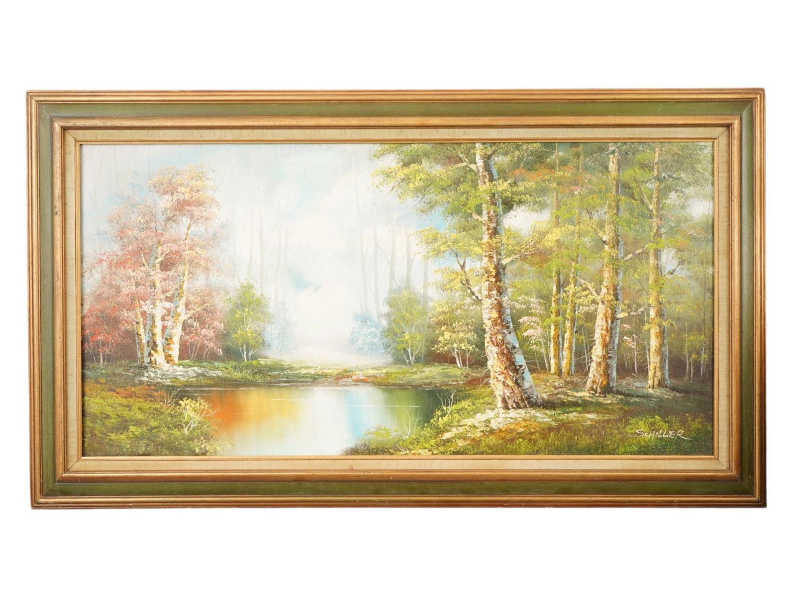 MID CENTURY OIL LANDSCAPE PAINTING SIGNED SCHILLER (1 of 4)