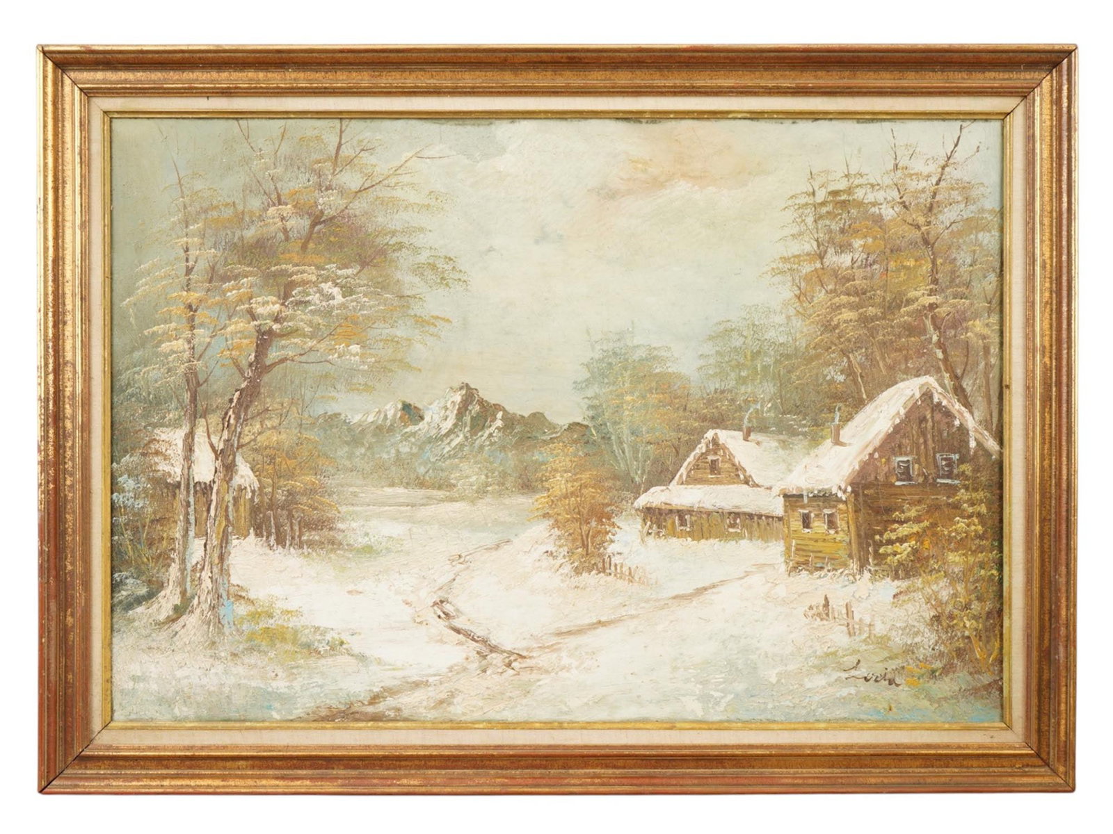RURAL WINTER LANDSCAPE OIL PAINTING SIGNED BY ARTIST (1 of 4)