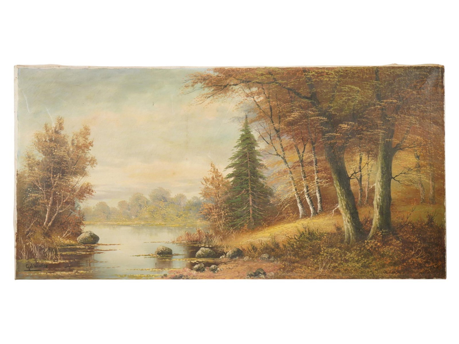 FOREST LANDSCAPE OIL PAINTING SIGNED BY WINTER (1 of 6)