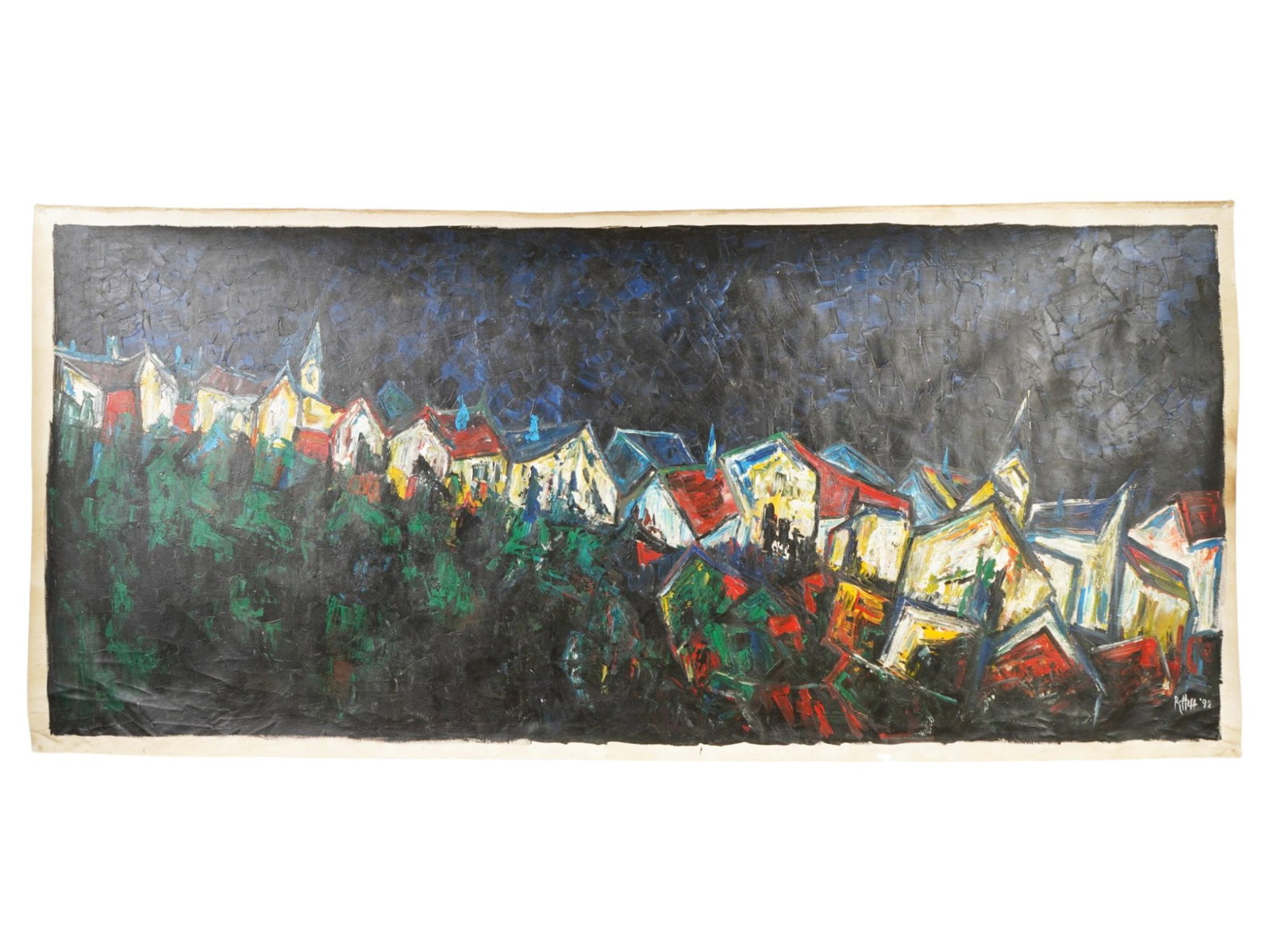 SIGNED SH RAZA INDIAN LANDSCAPE PAINTING WITH COA (1 of 5)