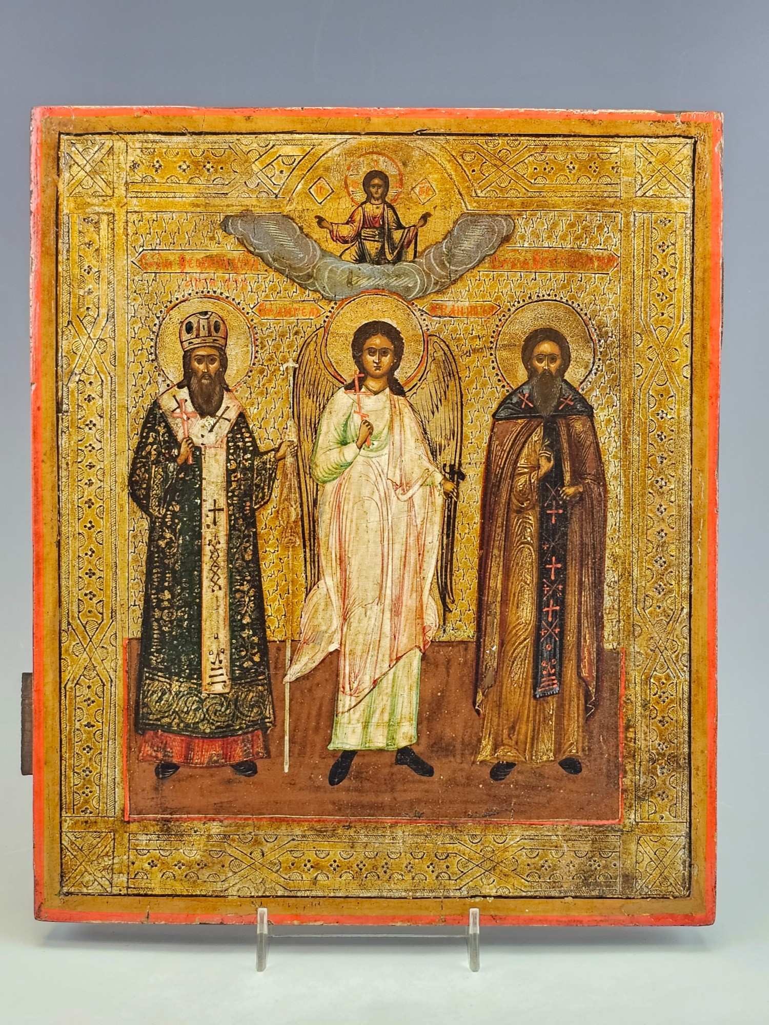ANTIQUE RUSSIAN ICON GUARDIAN ANGEL WITH SAINTS (1 of 4)
