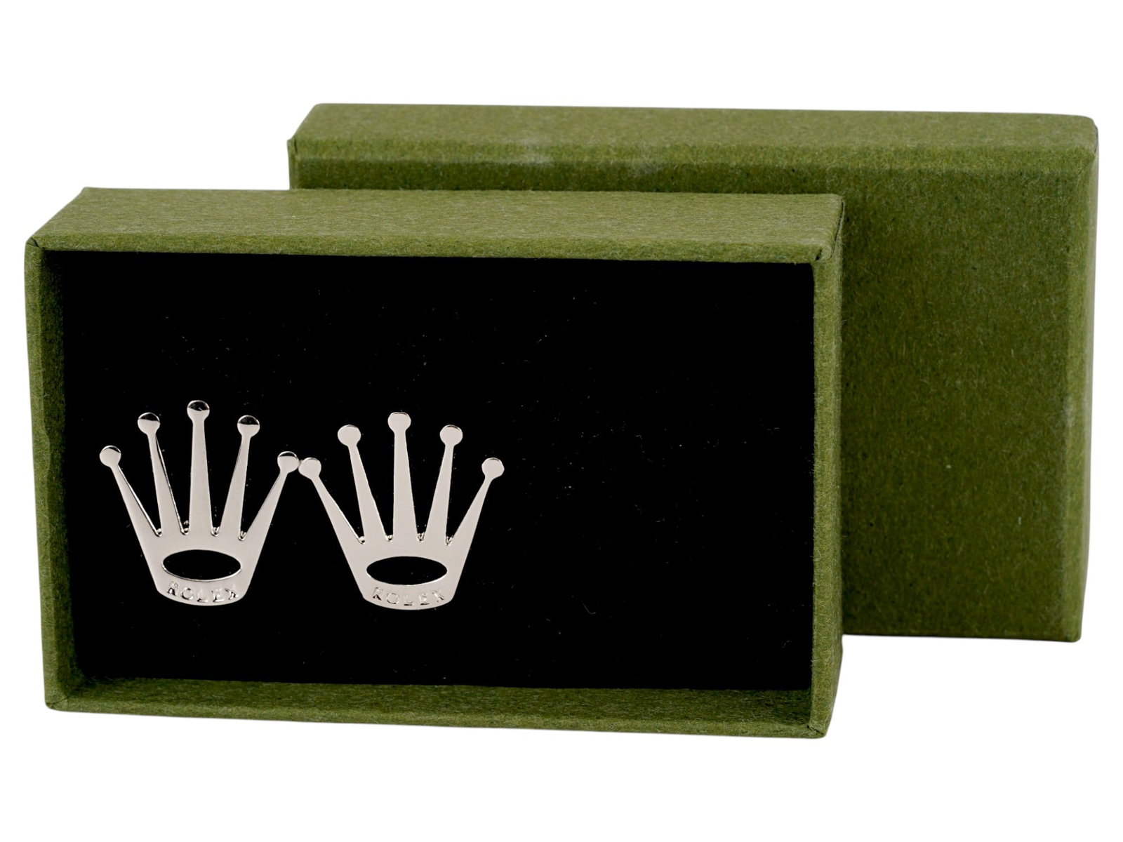 PAIR OF ROLEX SILVER TONED CUFFLINKS WITH BOX (1 of 6)