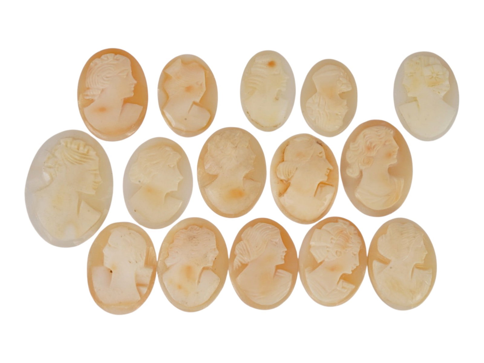 COLLECTION OF CARVED SHELL CAMEOS WITH FEMALE PORTRAITS (1 of 3)