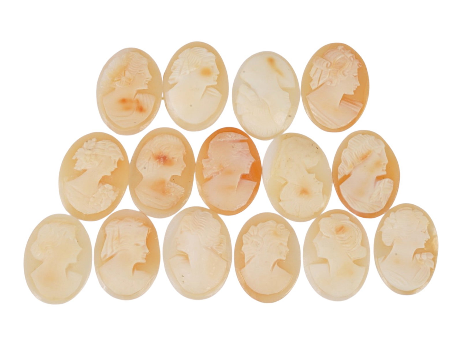 COLLECTION OF CARVED SHELL CAMEOS WITH FEMALE PORTRAITS (1 of 3)