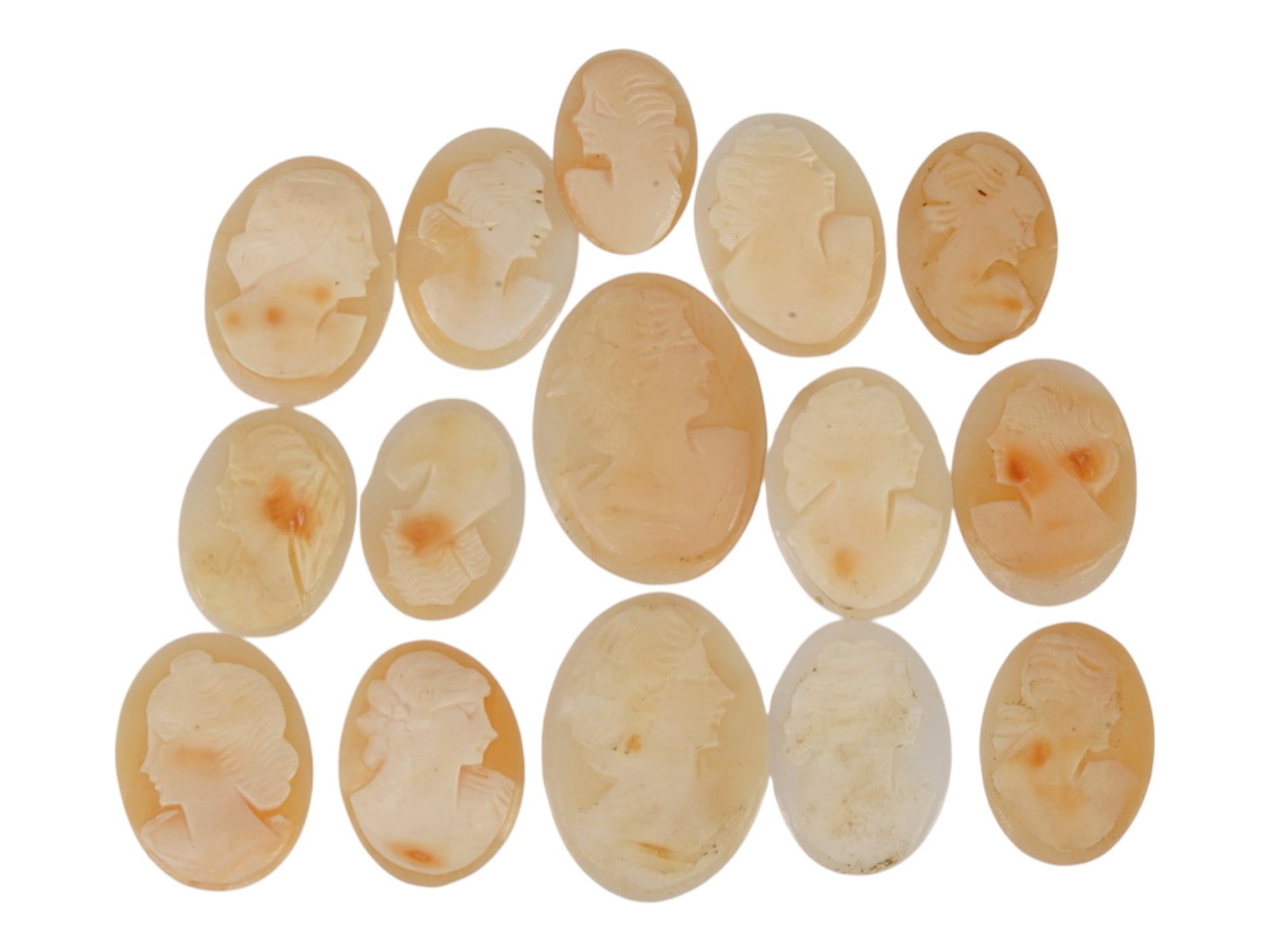 COLLECTION OF CARVED SHELL CAMEOS WITH FEMALE PORTRAITS (1 of 3)
