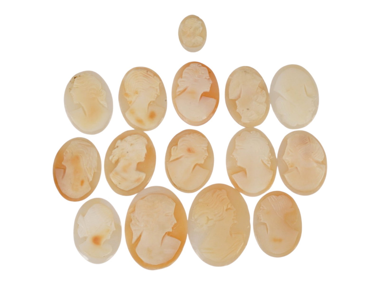 COLLECTION OF CARVED SHELL CAMEOS WITH FEMALE PORTRAITS (1 of 3)