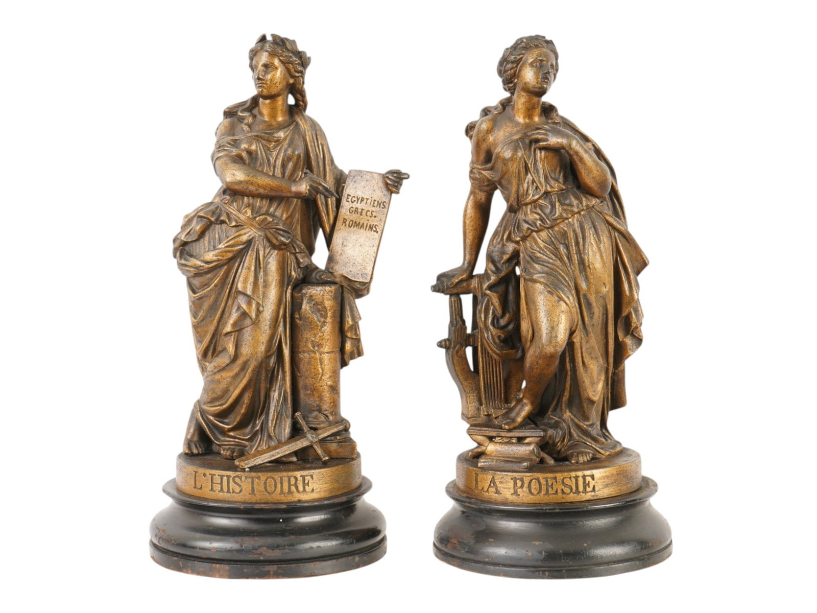 PAIR OF ANTIQUE FRENCH BRASS FIGURINES BY JUIEN CAUSSE (1 of 9)