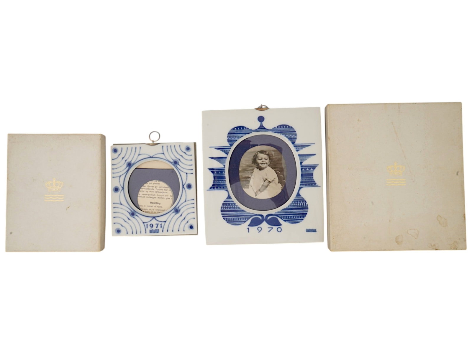 TWO VTG ROYAL COPENHAGEN PORCELAIN SILVER PICTURE FRAMES (1 of 7)