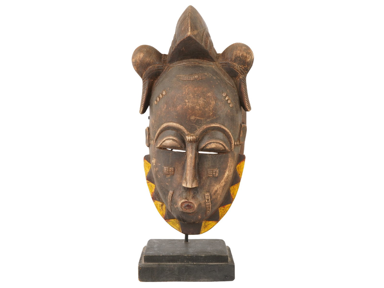 AFRICAN BAULE CARVED WOODEN MASK MBLO FROM IVORY COAST (1 of 8)