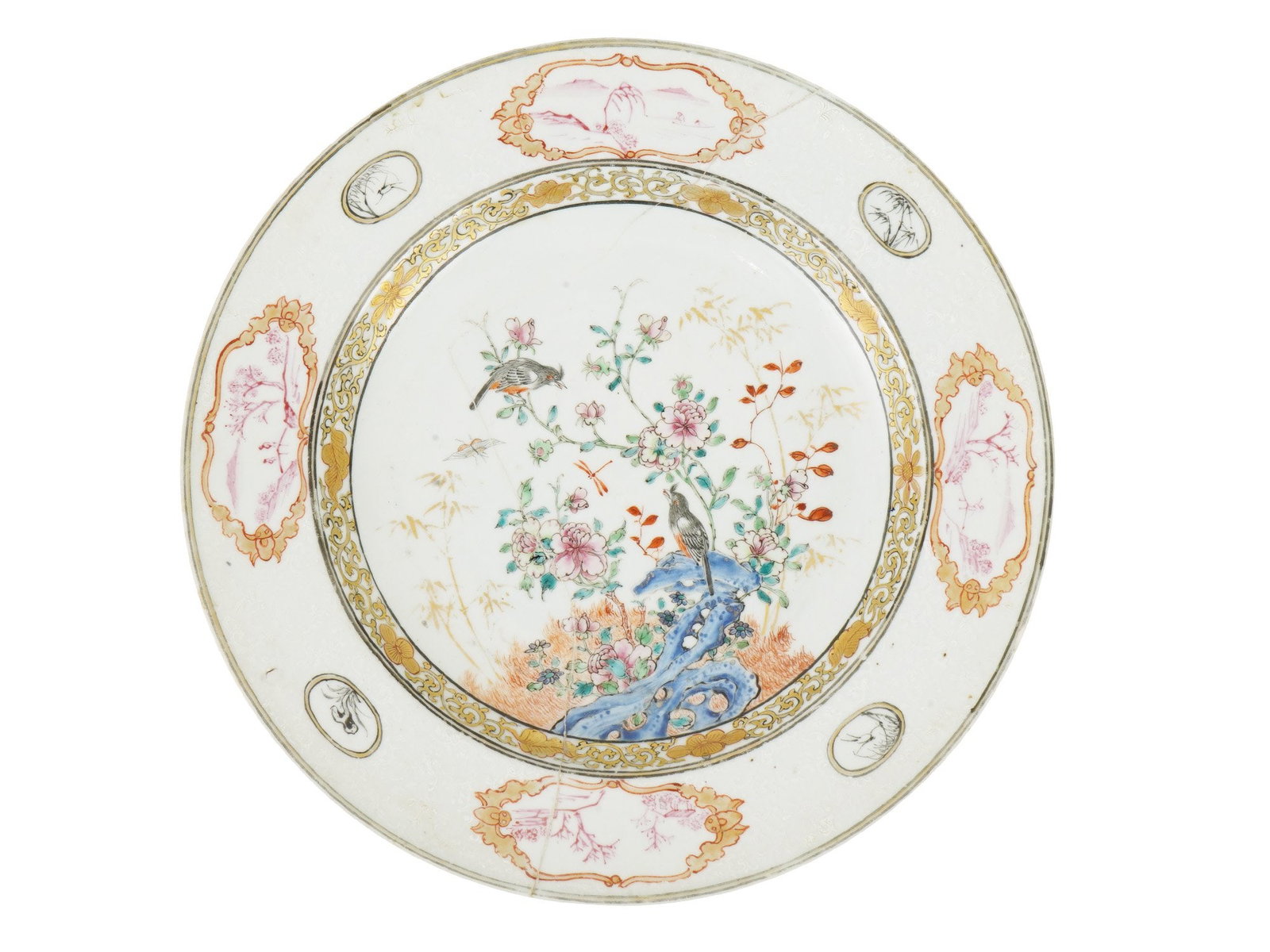 ANTIQUE CHINESE FAMILLE ROSE PORCELAIN PLATE 18TH C (1 of 4)