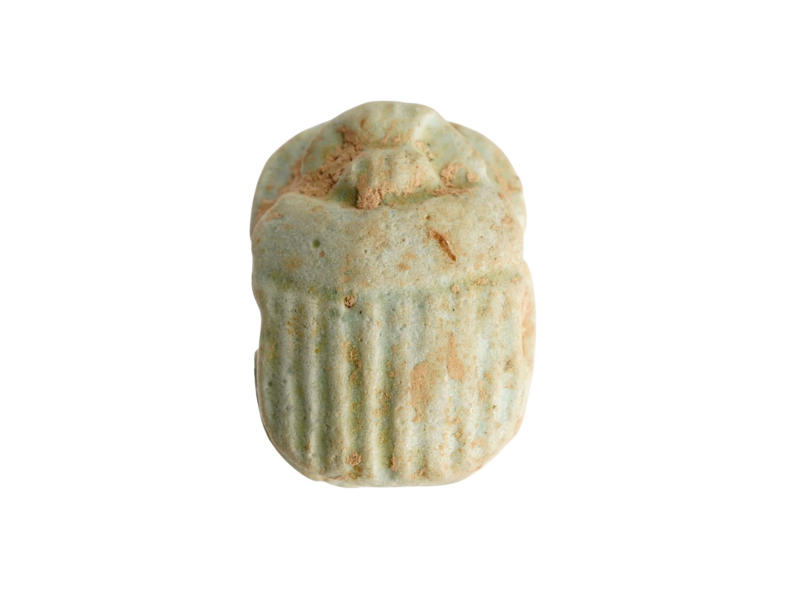 ANCIENT EGYPTIAN LATE PERIOD FAIENCE SCARAB FIGURE (1 of 6)