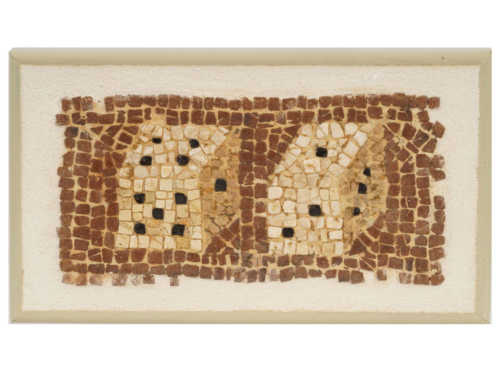 ANCIENT ROMAN MOSAIC TWO DICE 100 TO 300 AD (1 of 3)