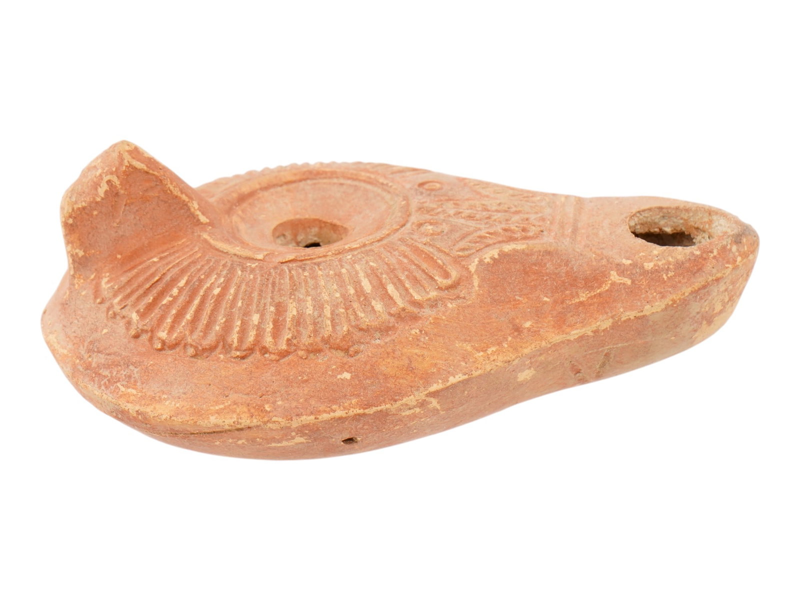 ANCIENT ROMAN TERRACOTTA OIL LAMP 300 TO 100 BC (1 of 7)