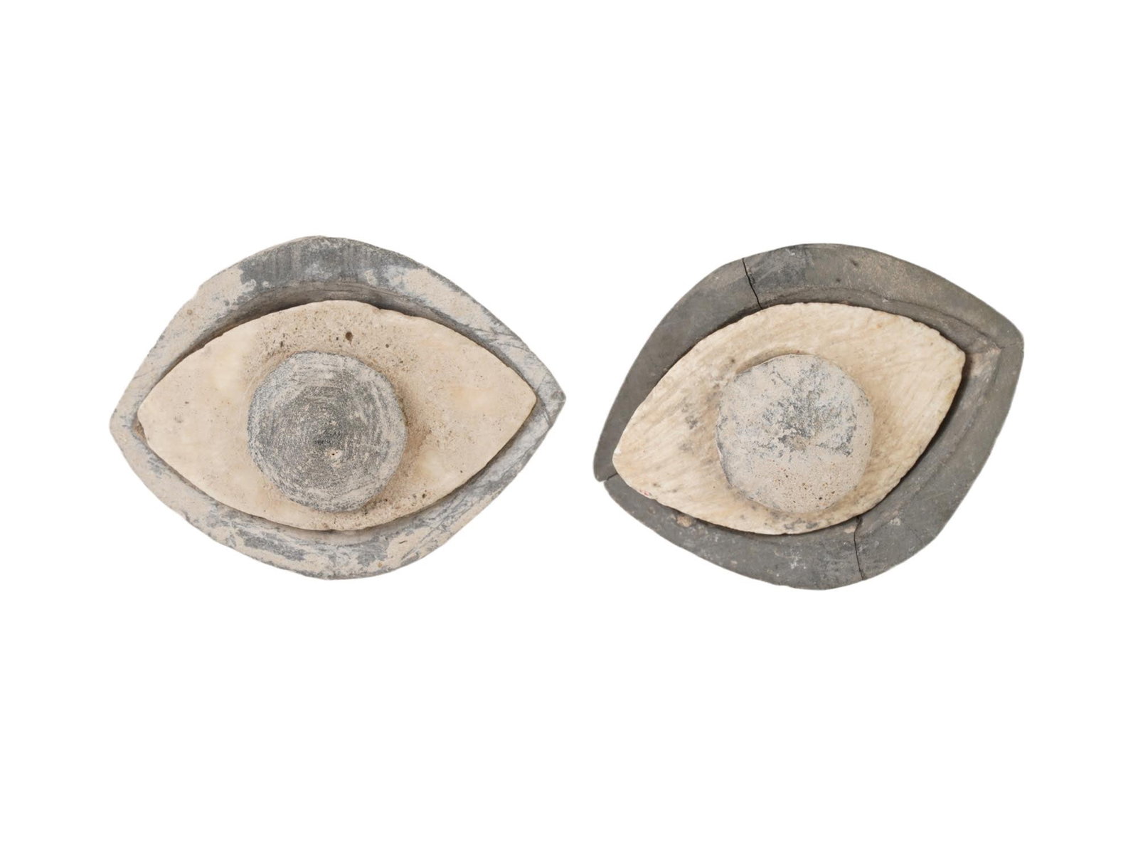 PAIR OF ANCIENT CARVED STEATITE EYES OF SEPARATE PARTS (1 of 6)