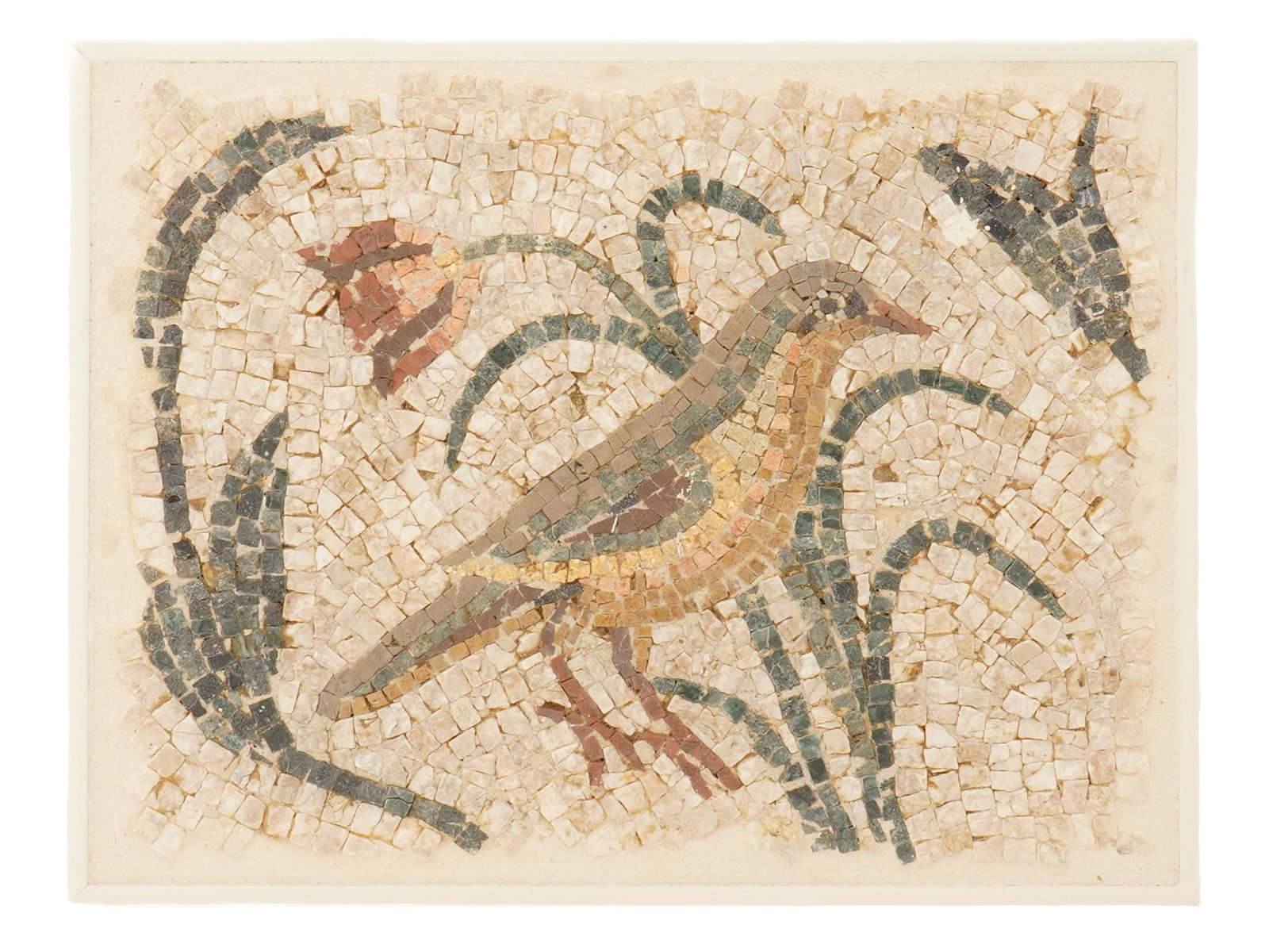 ANCIENT ROMAN BIRD AND LOTUS FLOWER MOSAIC 100 TO 300AD (1 of 3)