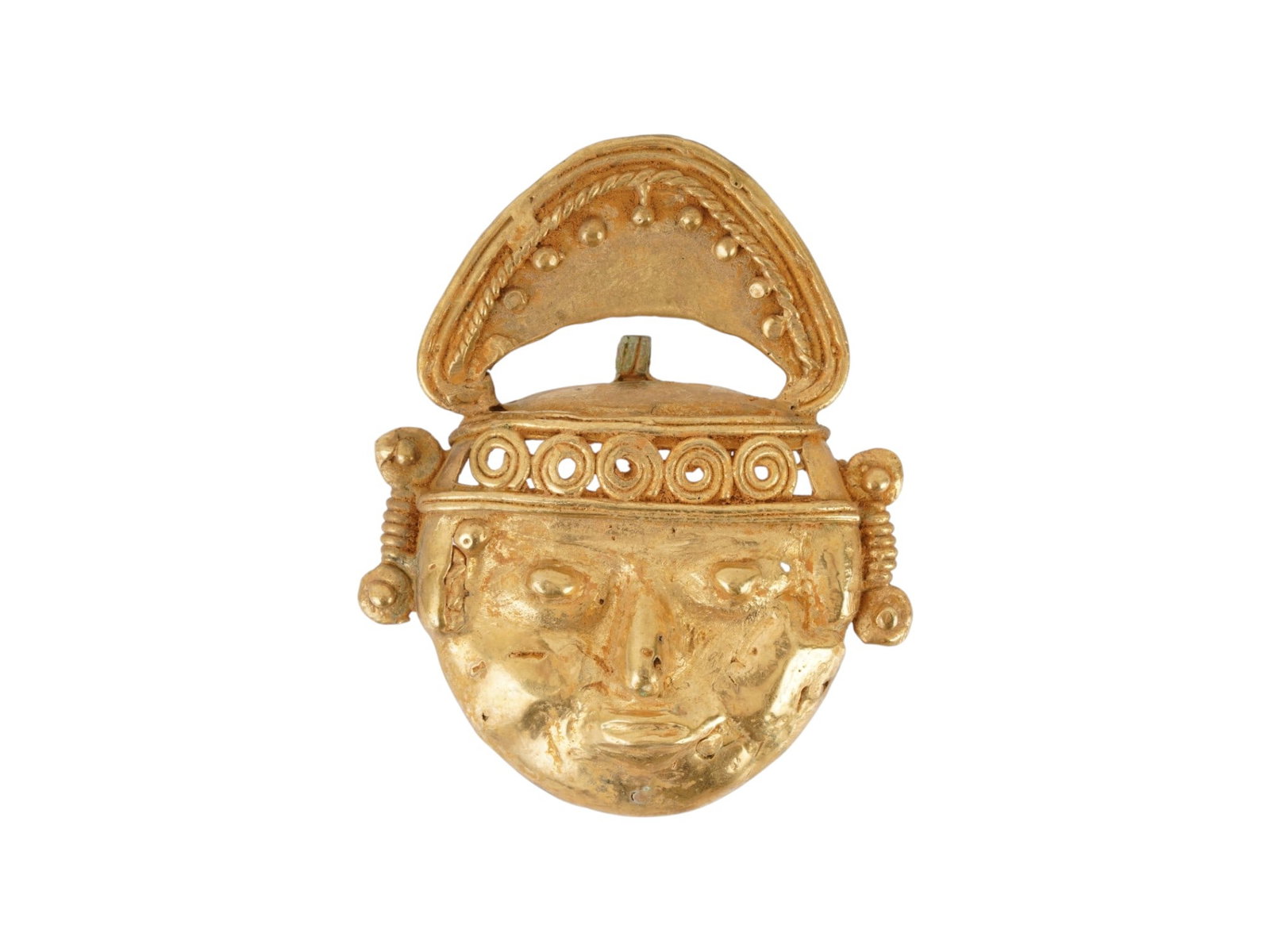 PRE COLOMBIAN TUMBAGA GOLD COPPER ALLOY MASK PENDANT (1 of 7)