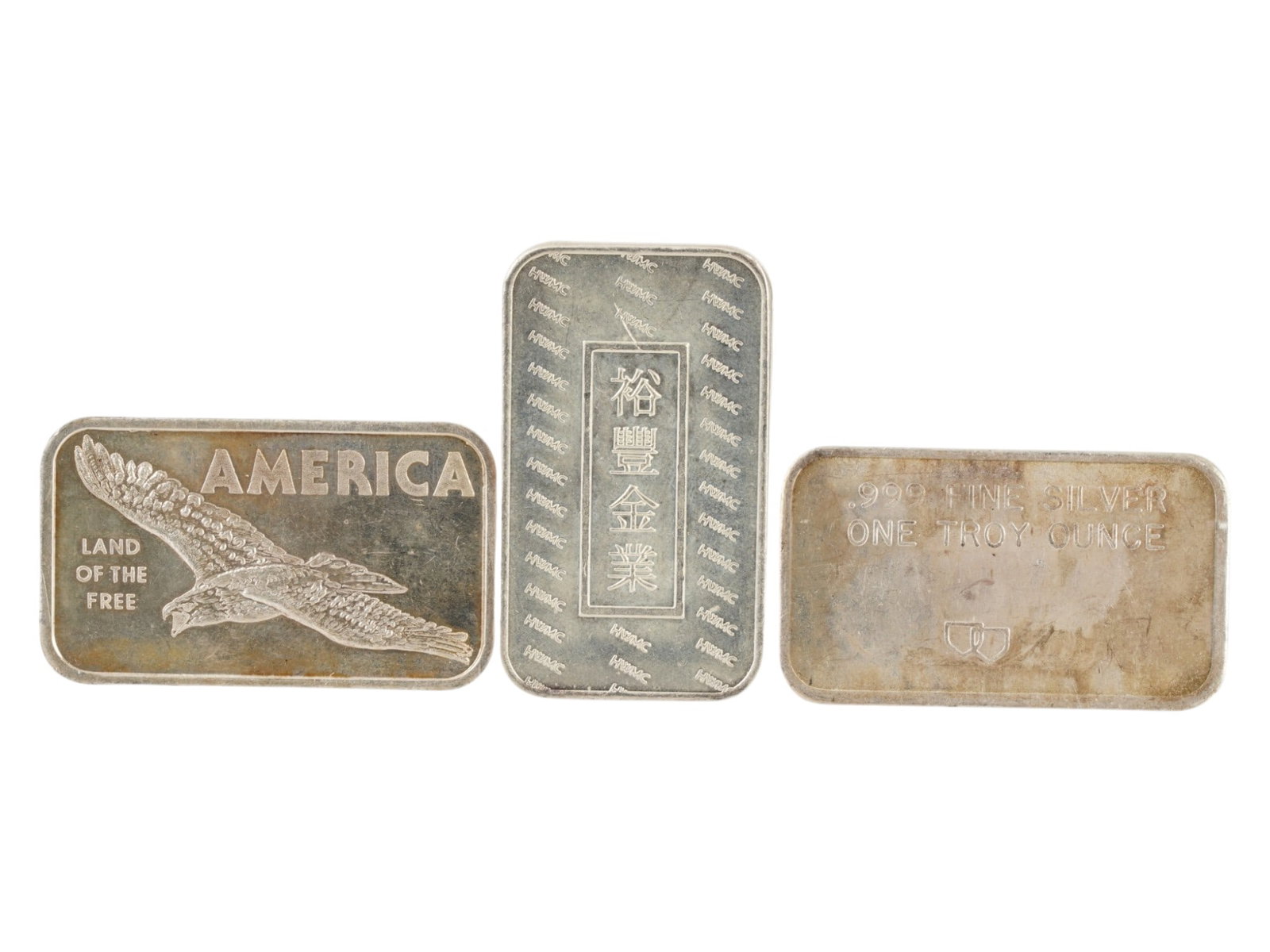 LOT OF THREE VINTAGE 1 OZ .999 FINE SILVER BARS (1 of 8)