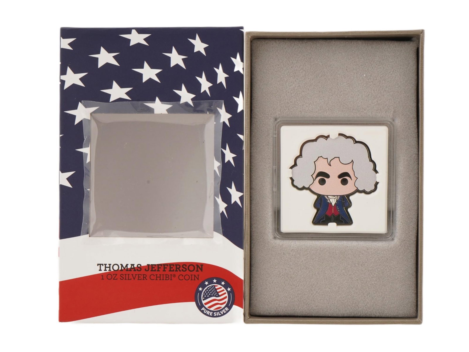 AMERICAN THOMAS JEFFERSON CHIBI SILVER COIN IOB (1 of 5)