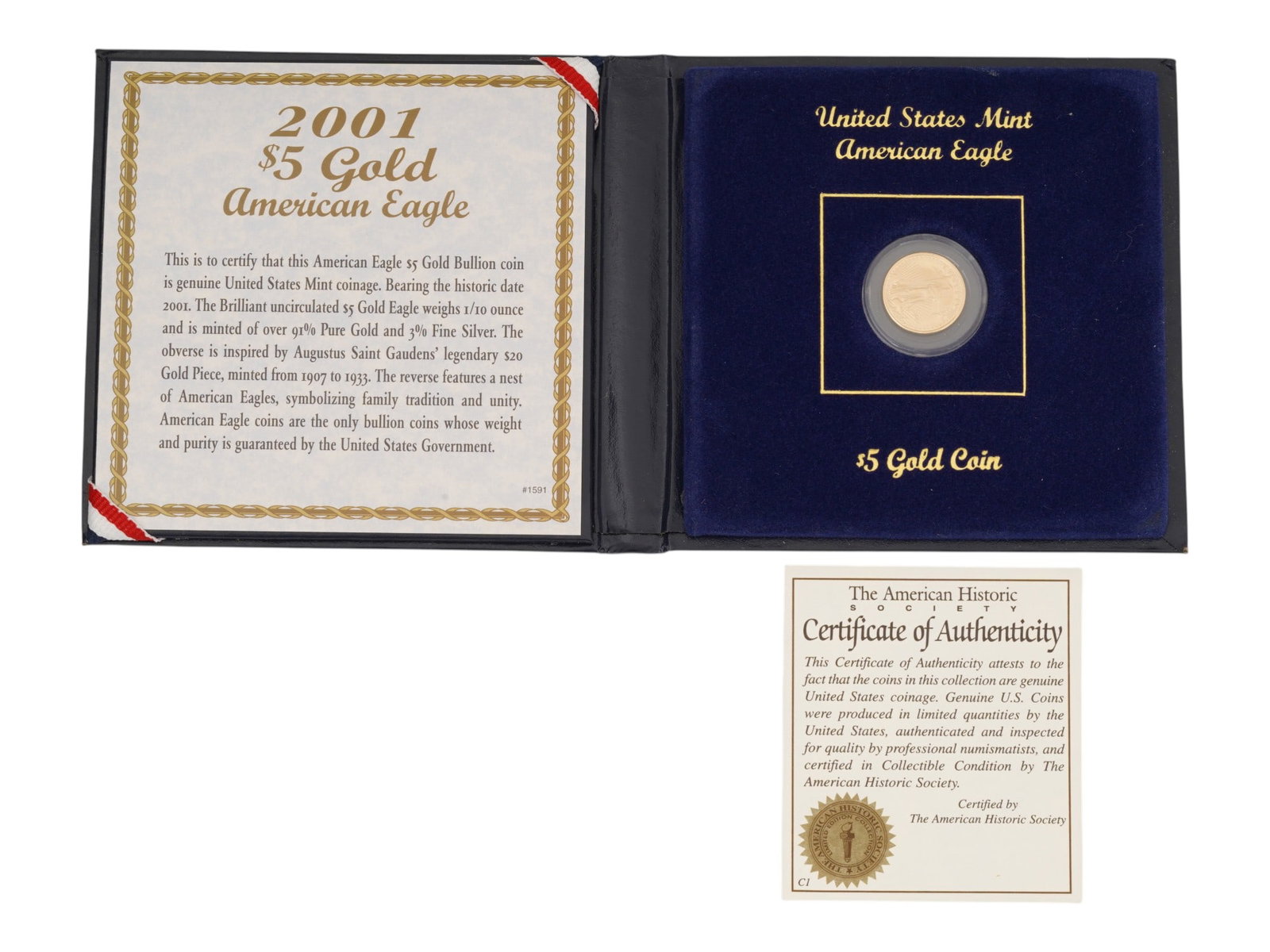 2001 AMERICAN EAGLE 5 USD GOLD BULLION COIN (1 of 2)