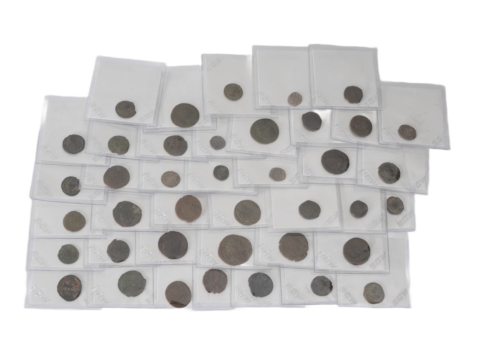 LARGE COLLECTION OF ASSORTED ANCIENT COINS IN HOLDERS (1 of 3)