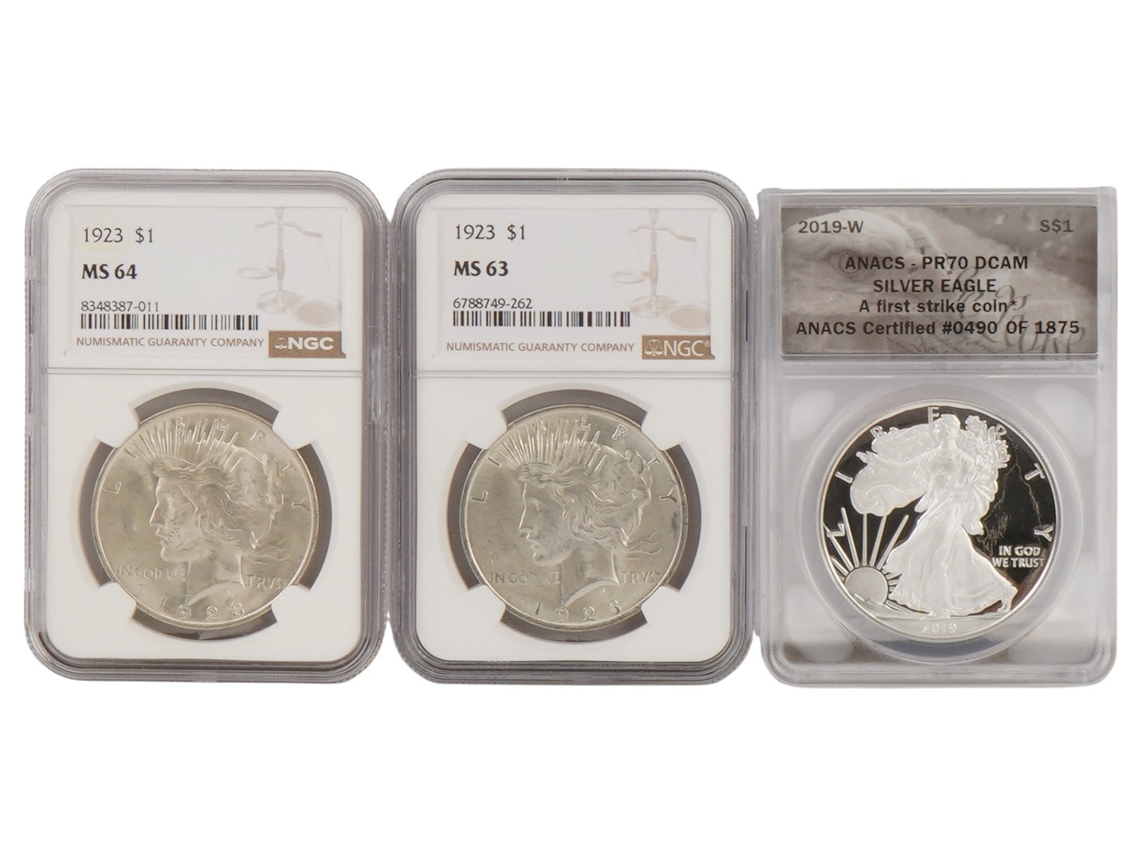 LOT OF AMERICAN SILVER COINS GRADED BY NGC ANACS (1 of 7)