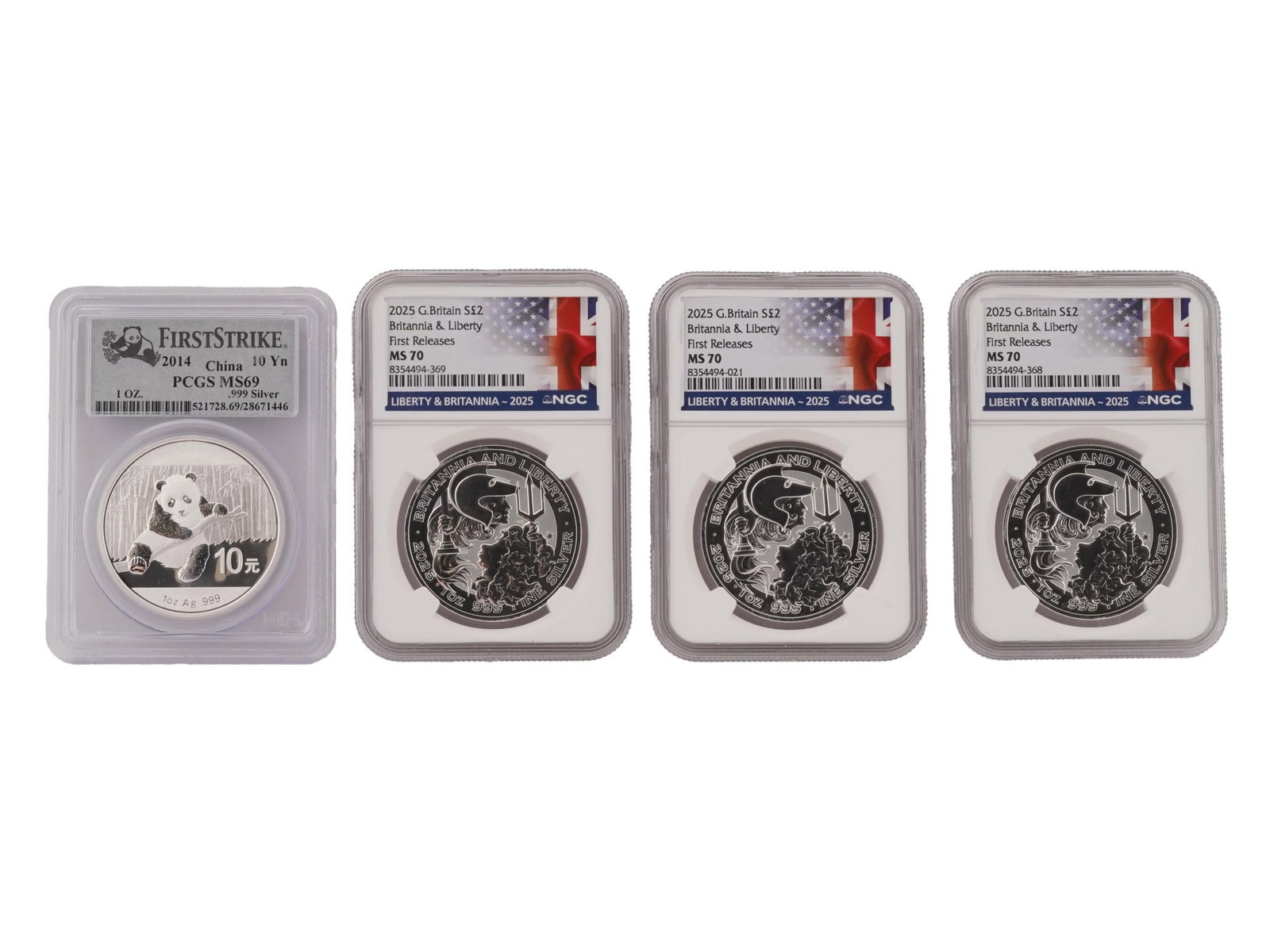 GROUP OF CHINESE AND GREAT BRITIAN SILVER GRADED COINS (1 of 9)