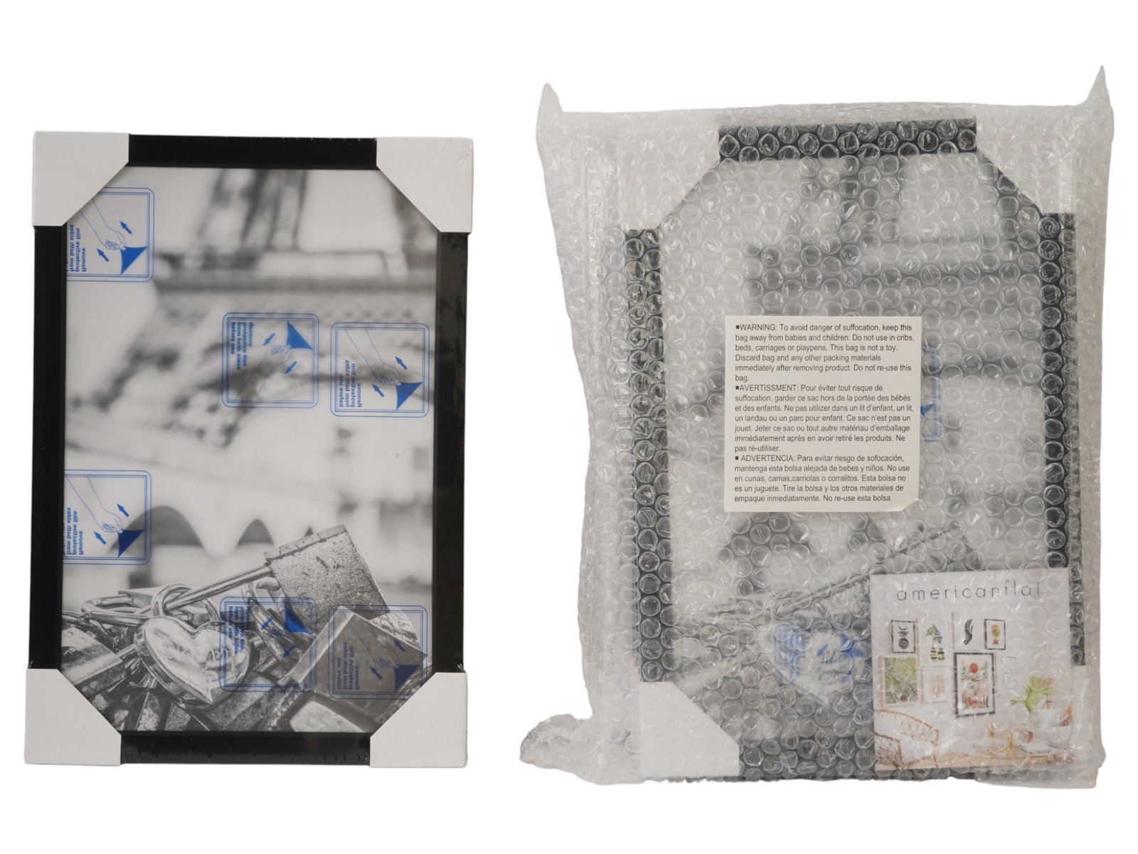 FOUR AMERICANFLAT BLACK PICTURE FRAMES WITH PLEXIGLASS - 2