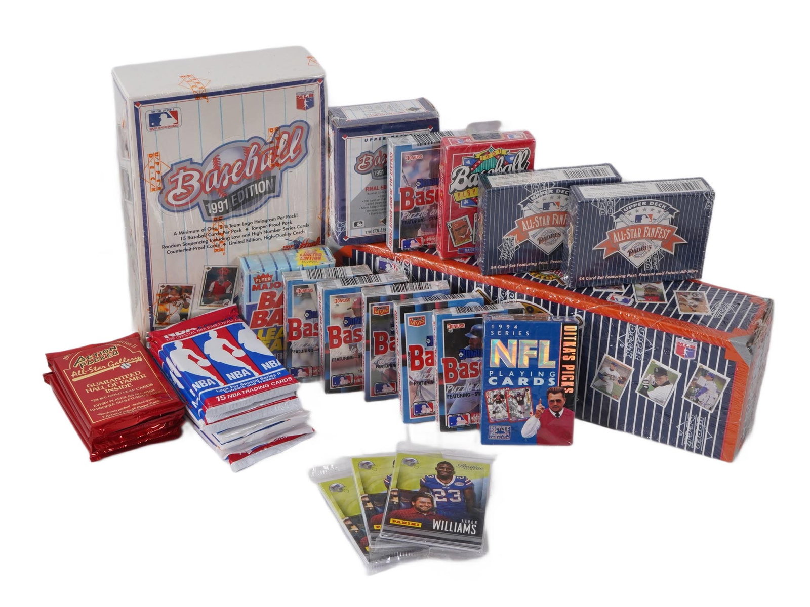 COLLECTION OF VINTAGE 1990S SEALED SPORTS TRADING CARDS (1 of 2)