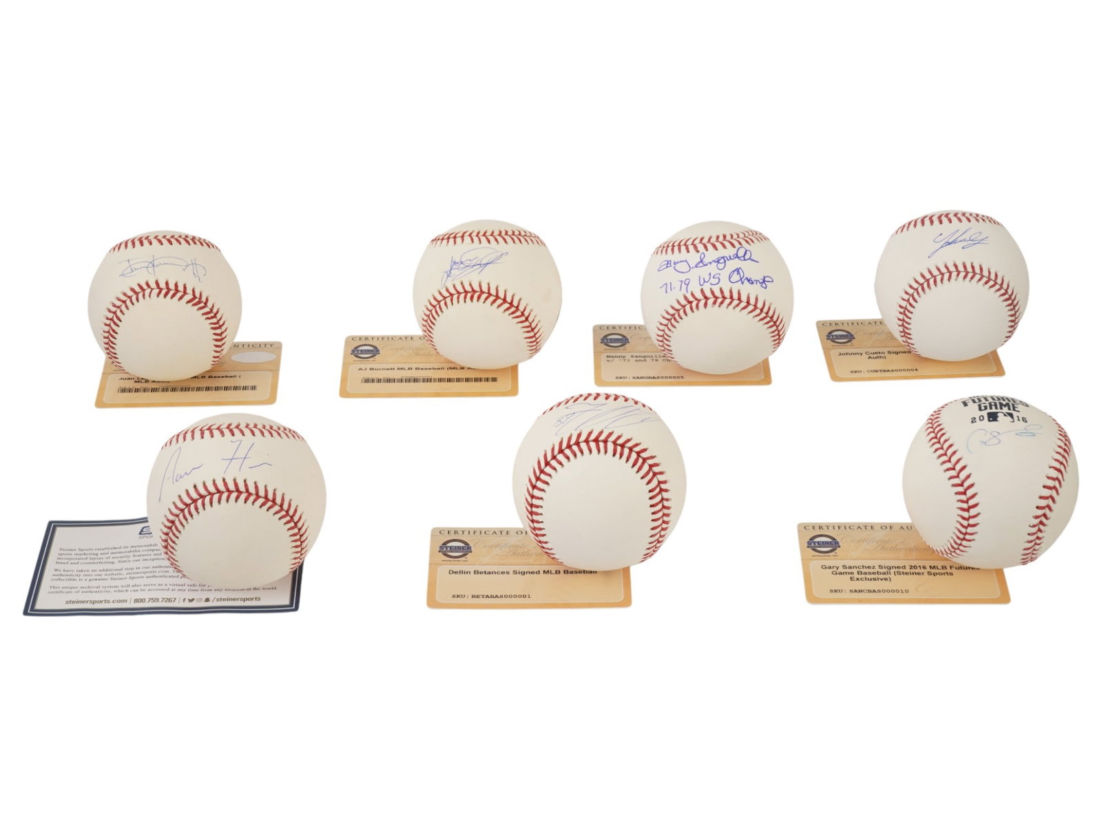 LOT OF 7 STEINER SIGNED MLB BASEBALLS (1 of 3)