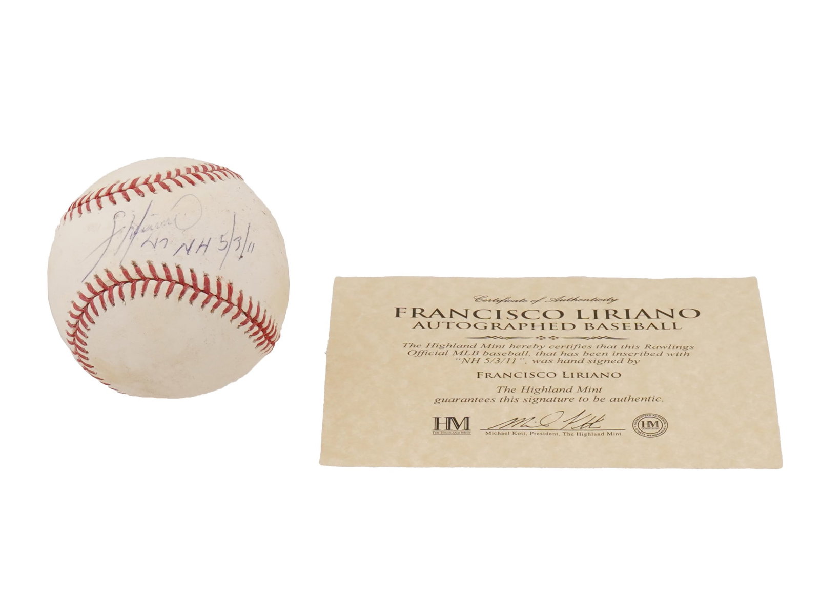 RAWLINGS MLB BASEBALL AUTOGRAPHED BY FRANCISCO LIRIANO (1 of 6)