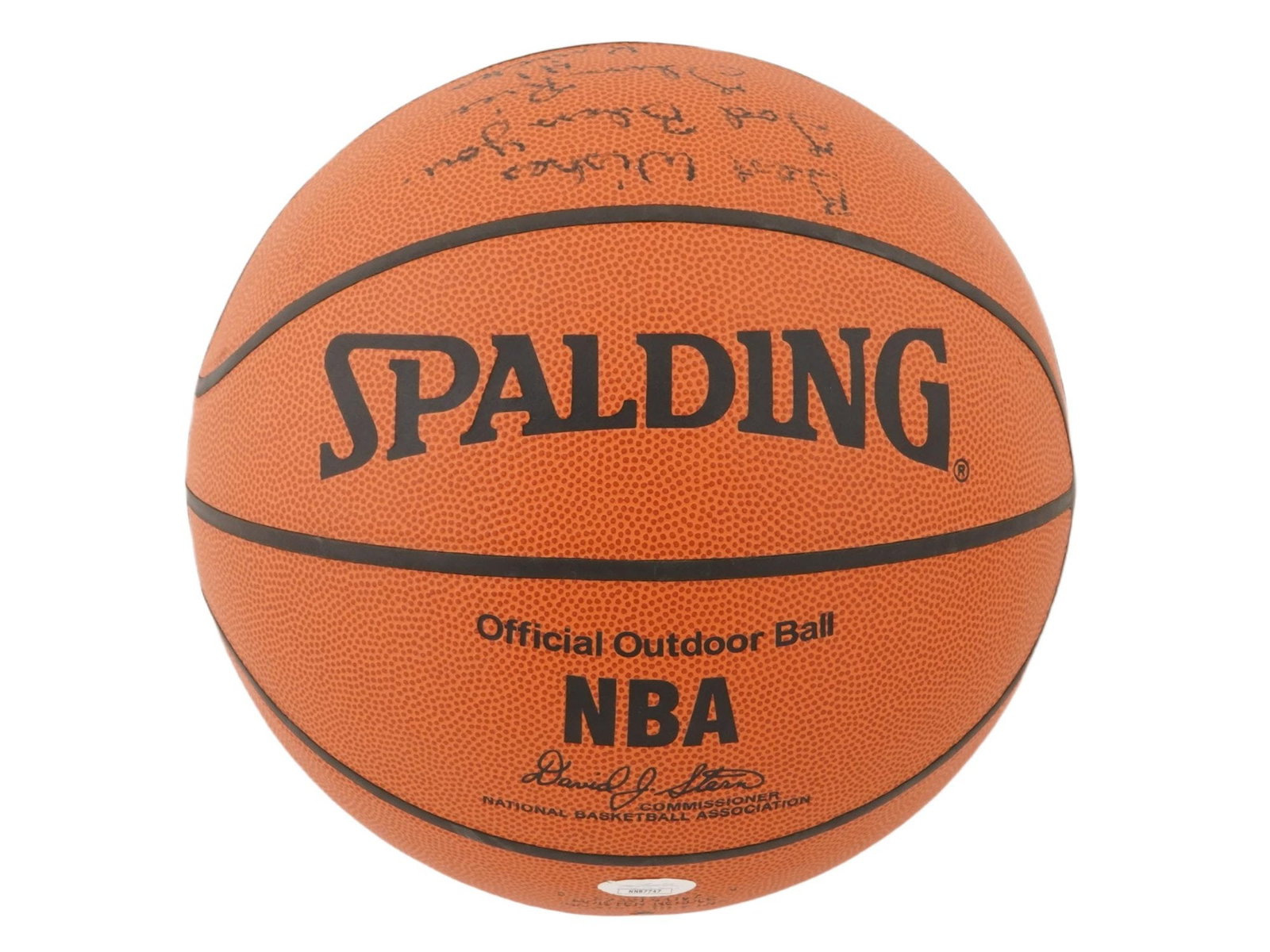 OFFICIAL NBA HAND AUTOGRAPHED BASKETBALL W COA: An official NBA outdoor basketball. It features the NBA logo and the text Official Outdoor Ball at the top. Below the logo, there is an autograph that reads David J. Stern and an inscription, NATIONAL