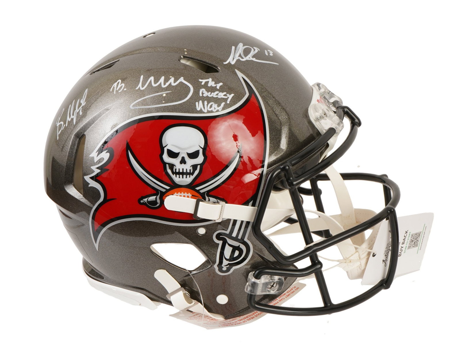 MAYFIELD EVANS AND IRVING SIGNED BUCCANEERS SPEED HELMET (1 of 9)