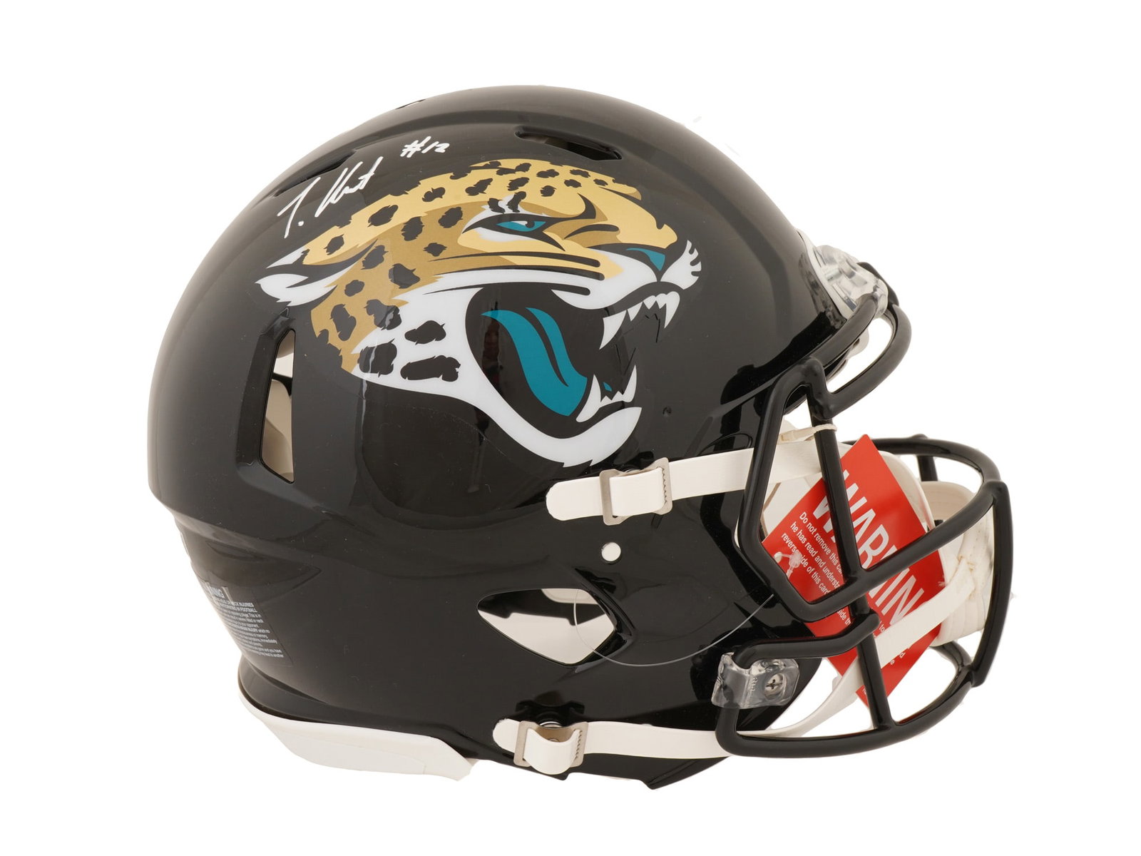 TRAVIS HUNTER SIGNED JAGUARS SPEED HELMET: This premier lot features a Riddell Speed full-size helmet, hand-signed by the generational two-way superstar Travis Hunter. Following a historic collegiate career at Colorado where he secured the Hei
