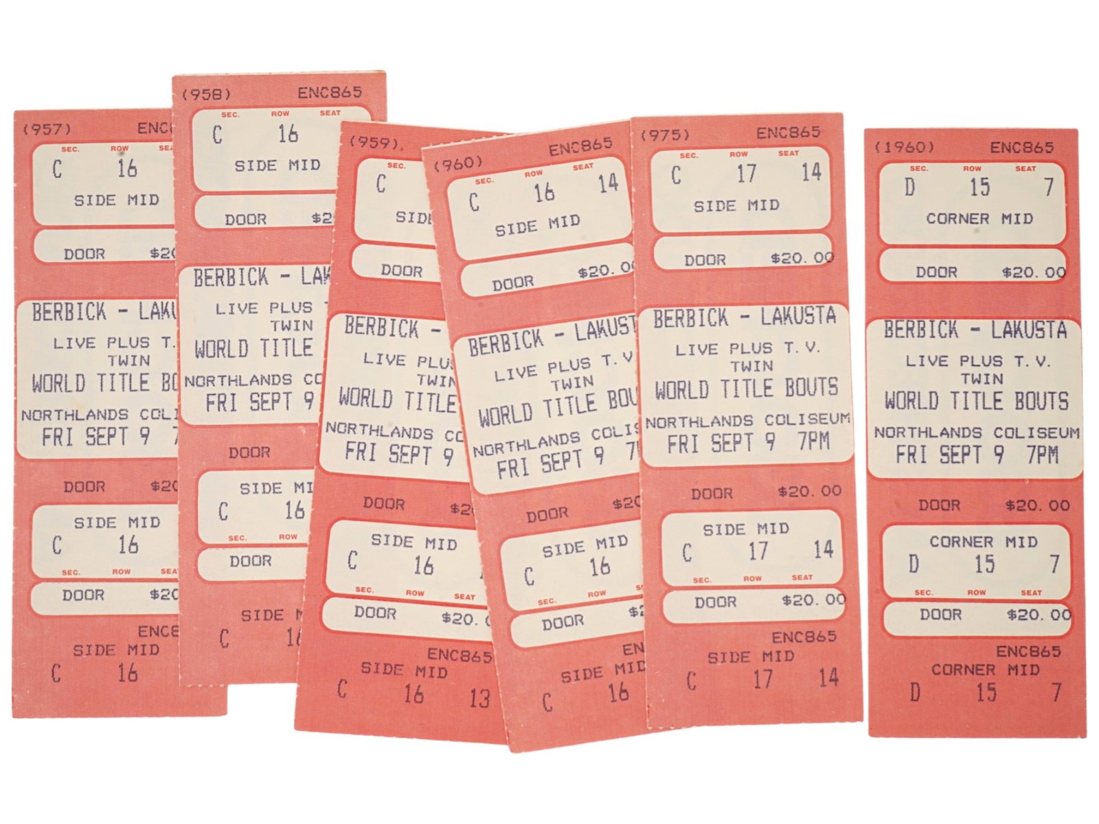 LOT OF 6 VINTAGE CANADIAN BERBICK VS LAKUSTA TIKETS (1 of 3)