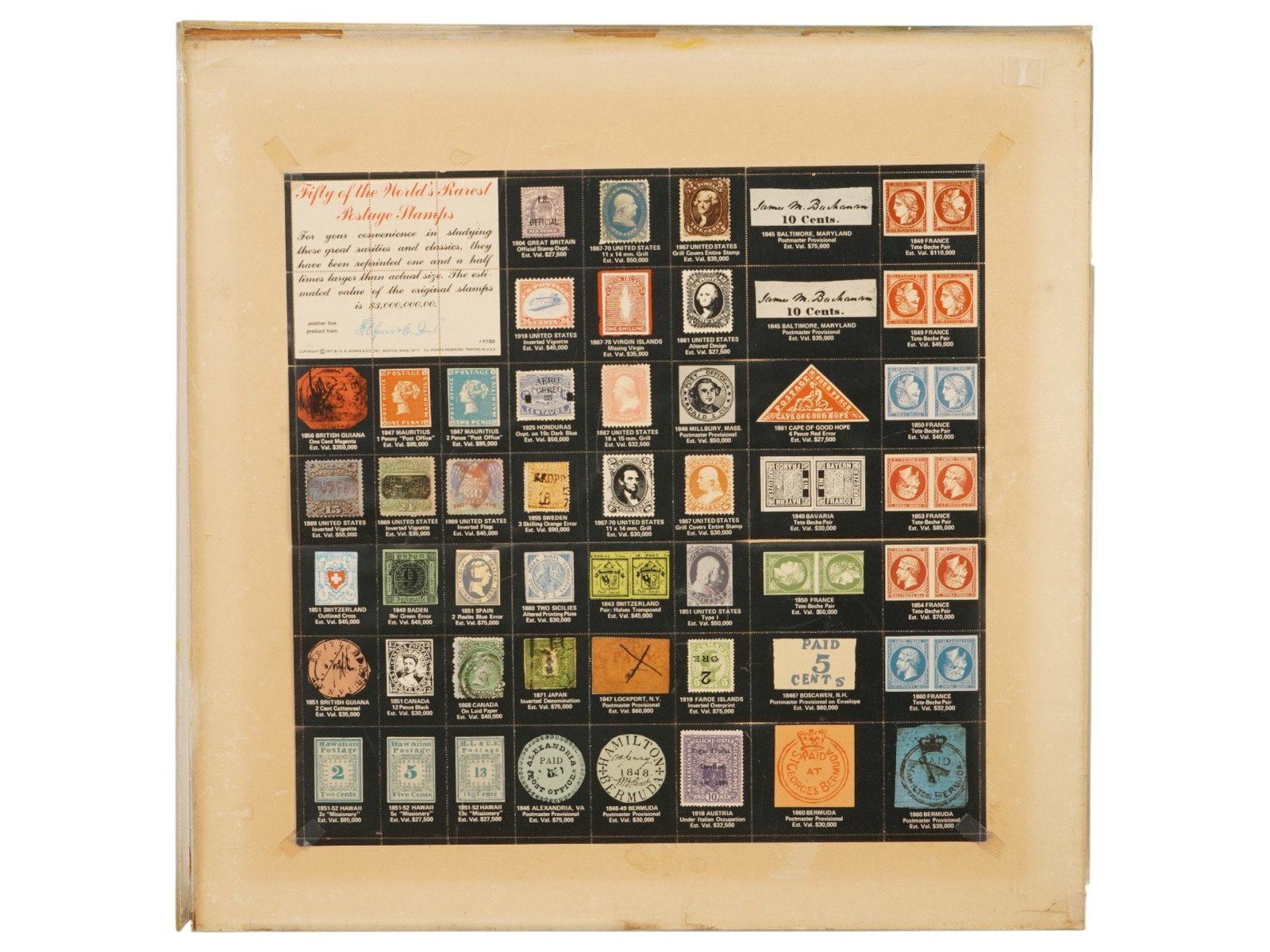FIFTY OF THE WORLDS RAREST POSTAGE STAMPS IN DISPLAY (1 of 4)