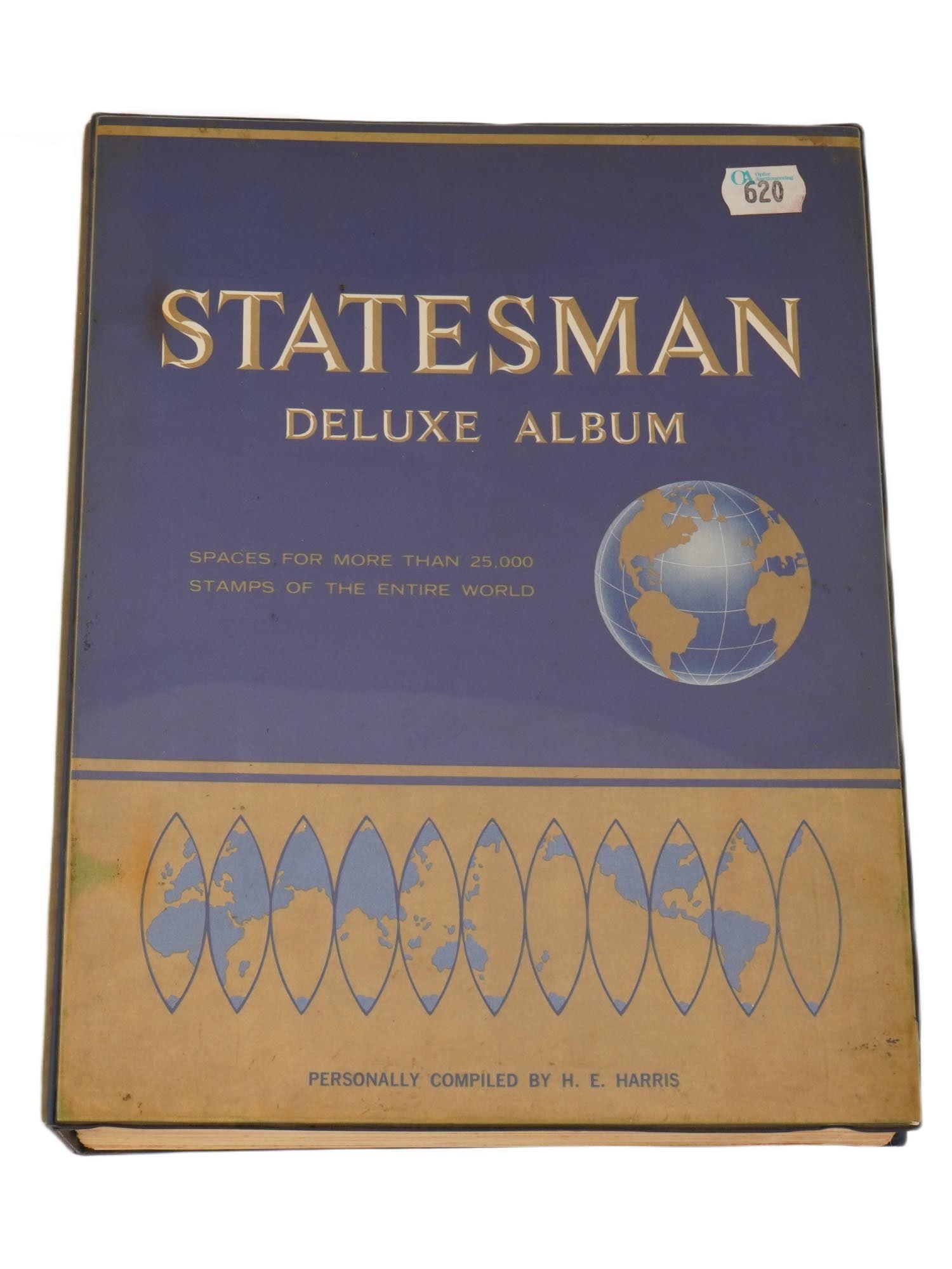 VINTAGE STATESMAN DELUXE ALBUM BY HARRIS WITH STAMPS (1 of 12)