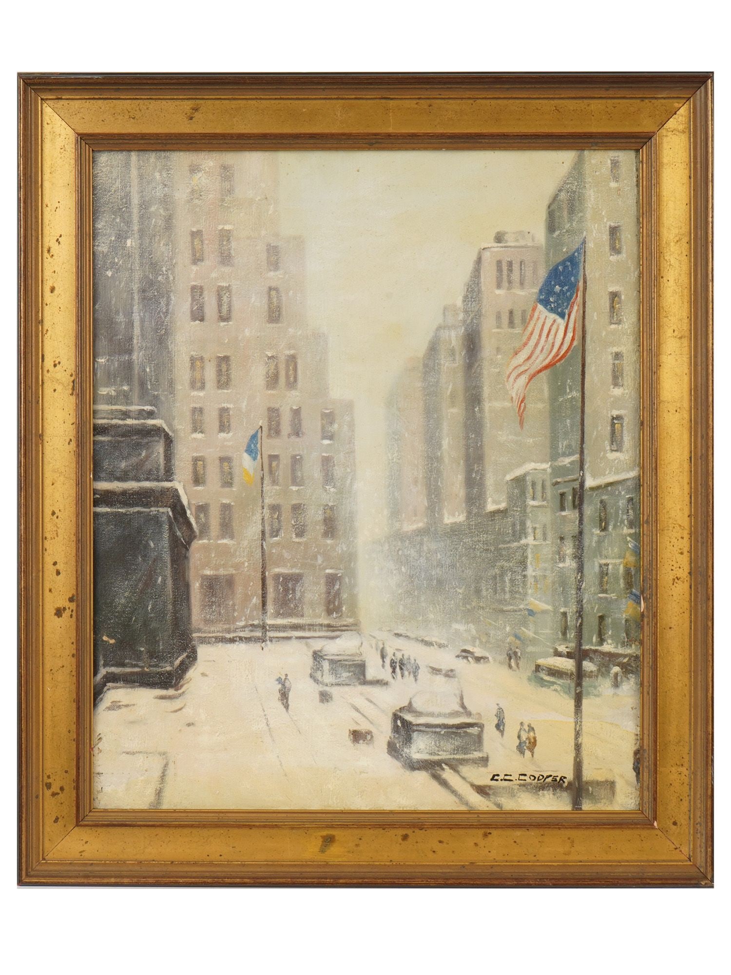AMERICAN CITYSCAPE OIL PAINTING SIGNED C C COOPER (1 of 5)