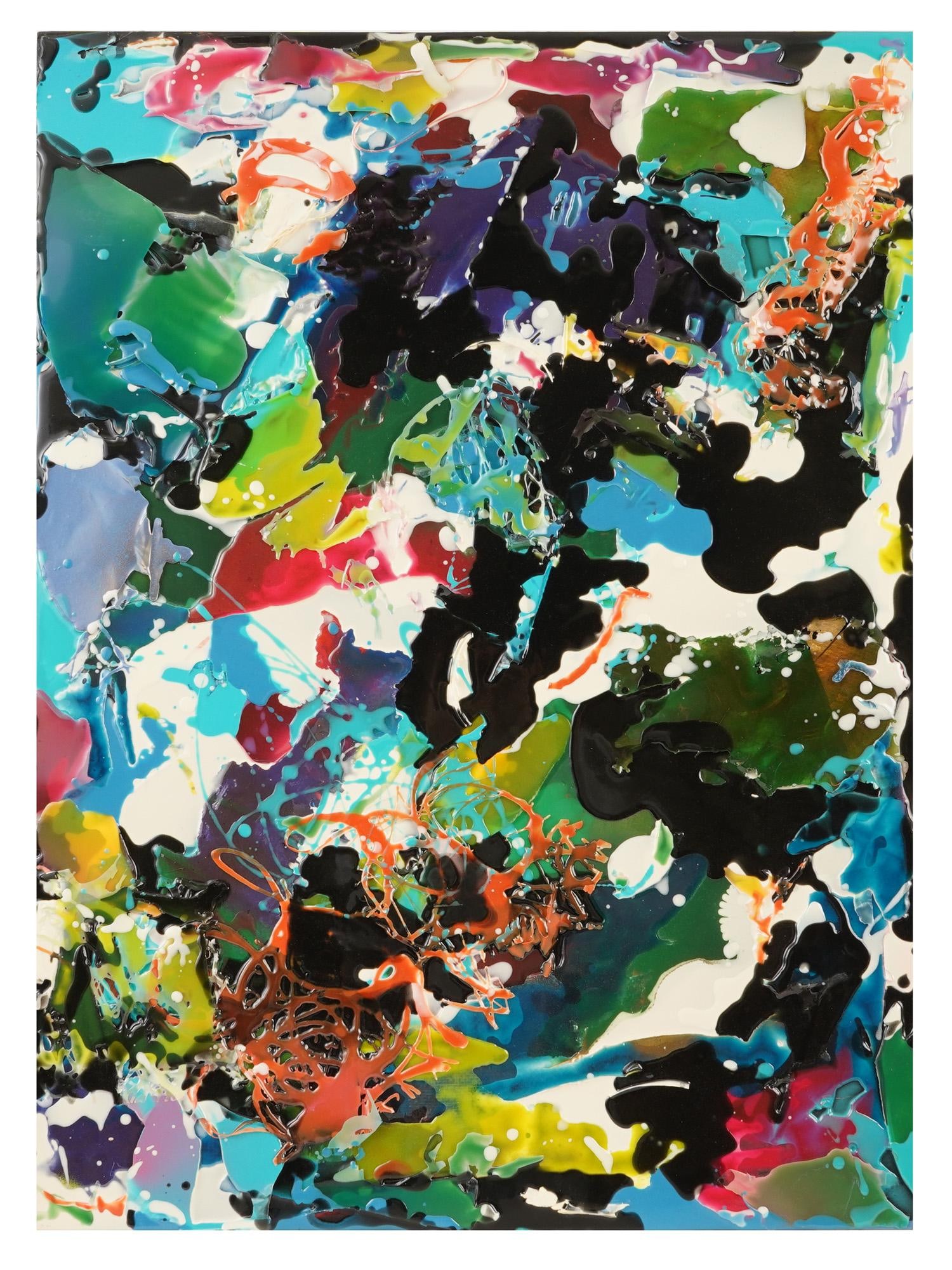 STYLE OF JACKSON POLLOCK PAINTING ON CANVAS SIGNED (1 of 6)