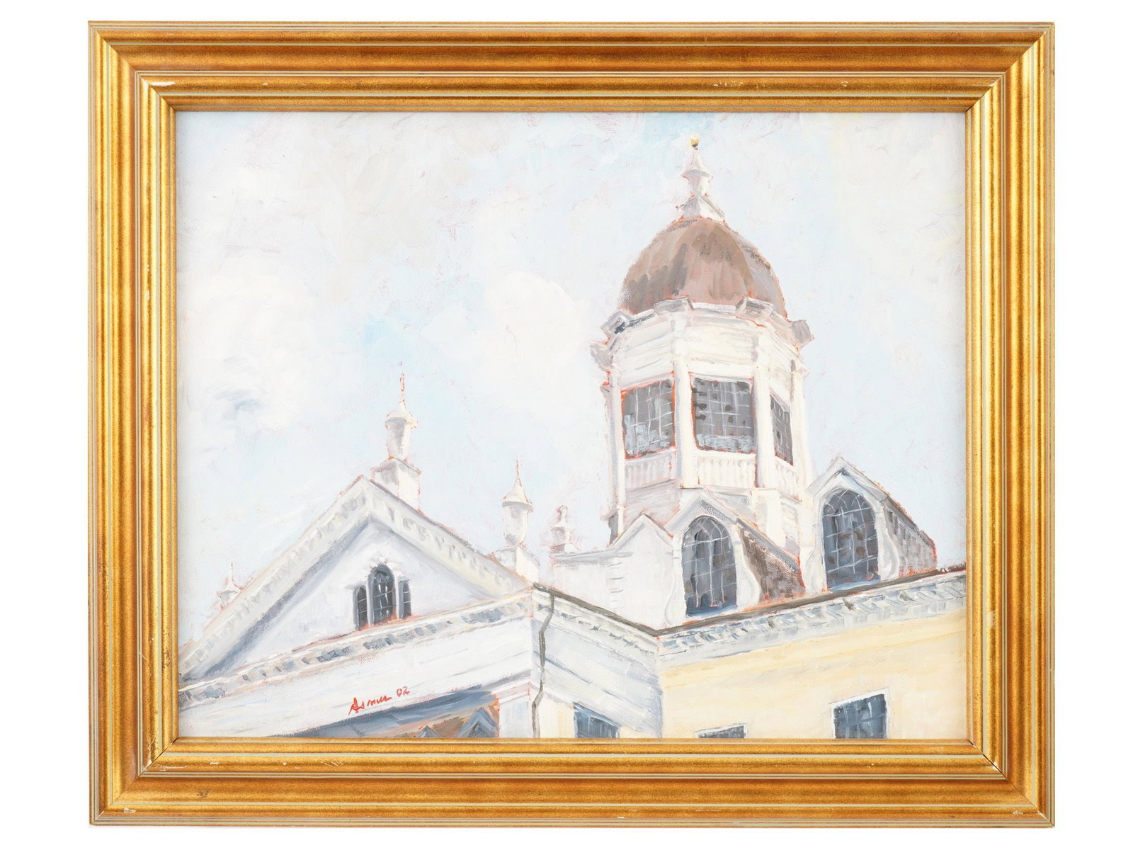 HAMPTON CUPOLA ARCHITECTURAL OIL PAINTING SIGNED (1 of 5)