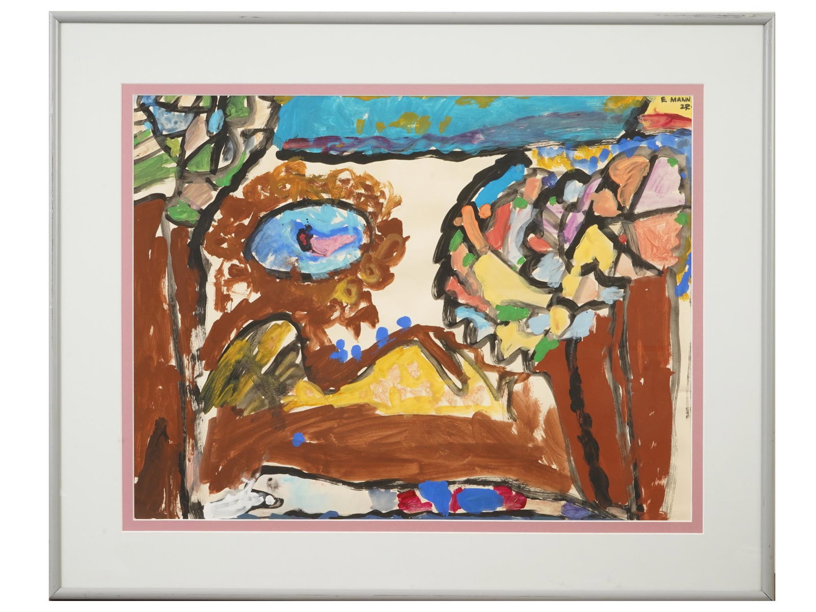 MODERN ABSTRACT WATERCOLOR PAINTING BY E. MANN (1 of 5)