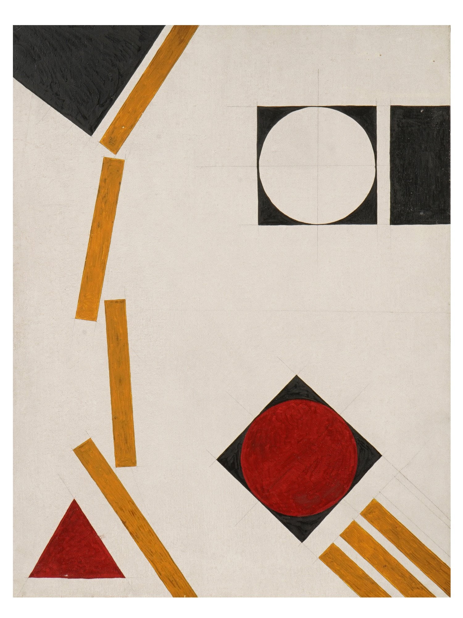 MANNER OF MALEVICH OIL ON CANVAS ABSTRACT PAINTING (1 of 4)