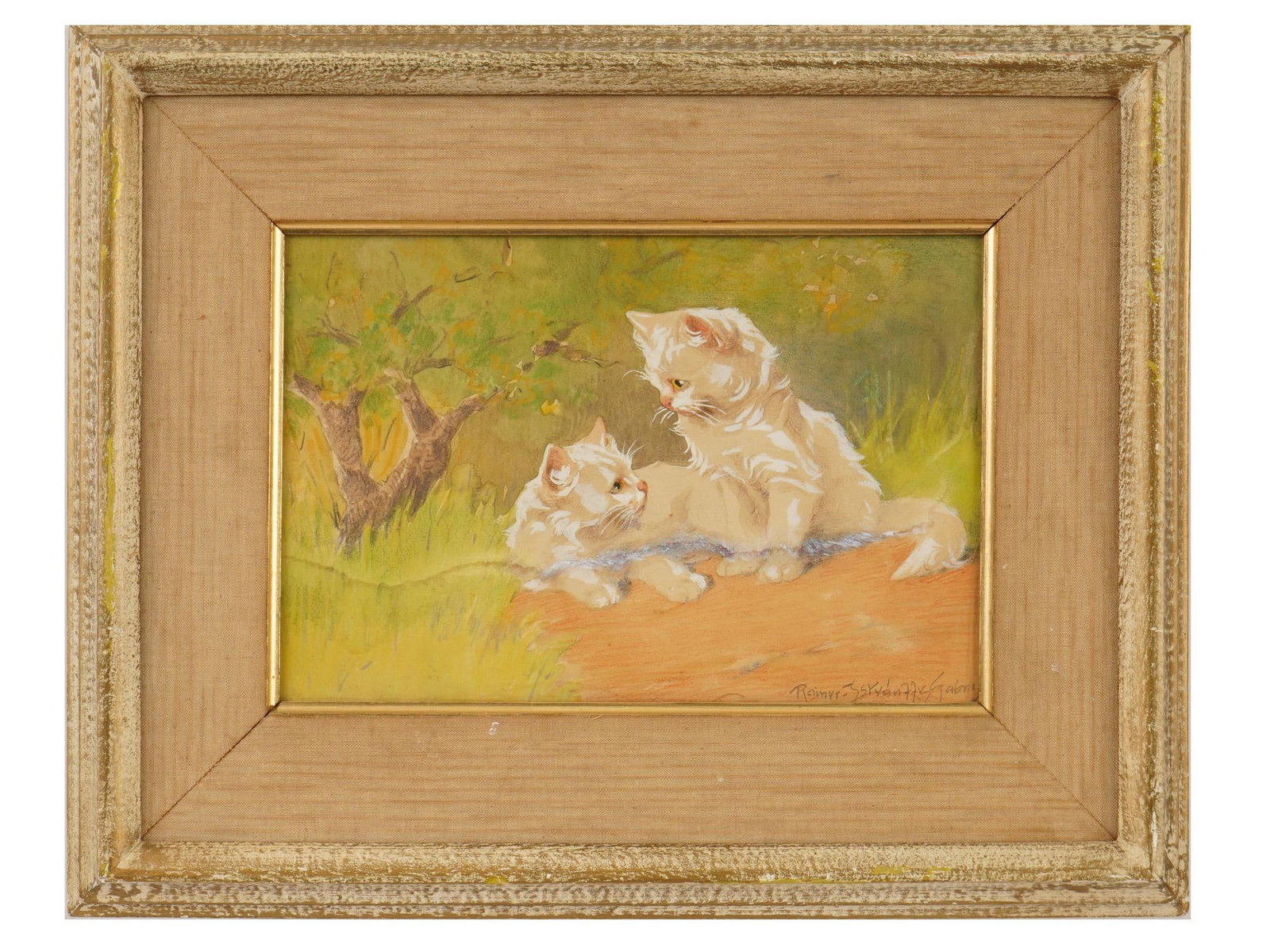 GABRIELLA RAINER ISTVANFFY HUNGARIAN PAINTING TWO CATS (1 of 4)