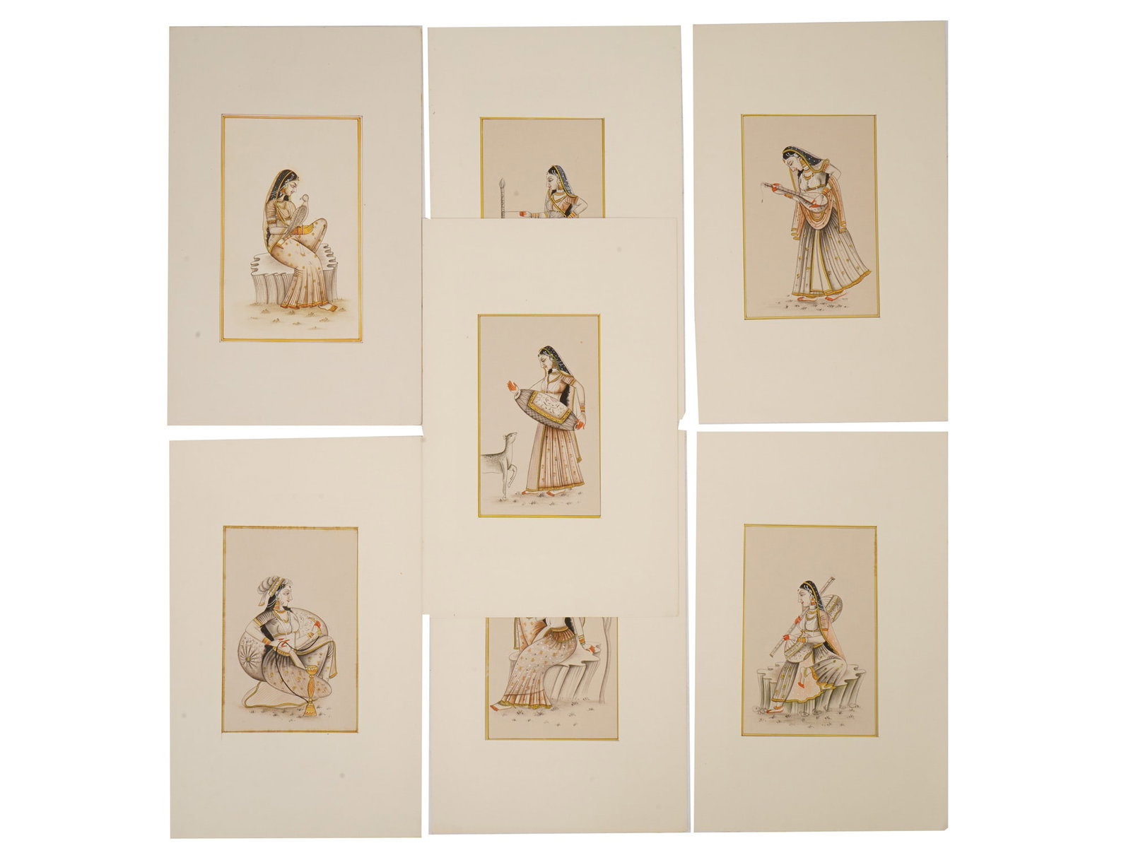 ANTIQUE INDIAN KISHANGARH SCHOOL MINIATURE PAINTINGS (1 of 6)