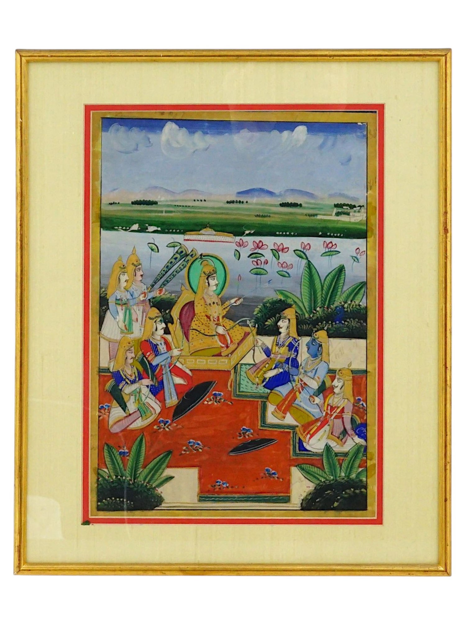 19TH CEN INDIAN MUGHAL MIXED MEDIA MINIATURE PAINTING (1 of 7)