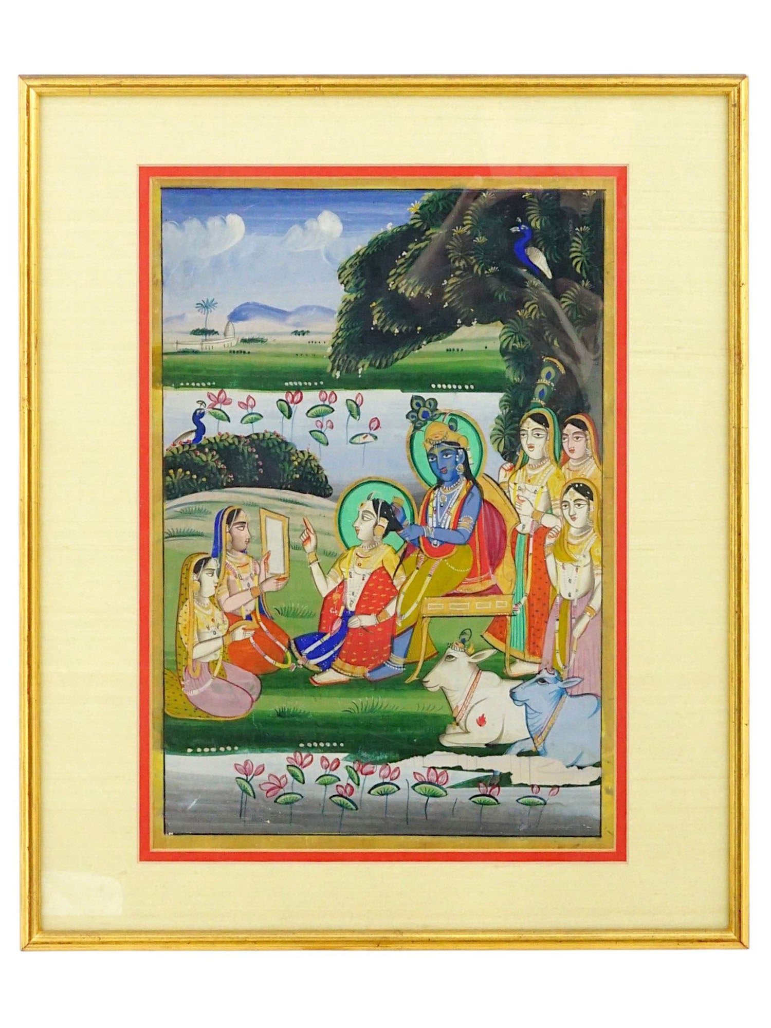 19TH CEN INDIAN MIXED MEDIA MINIATURE PAINTING (1 of 4)