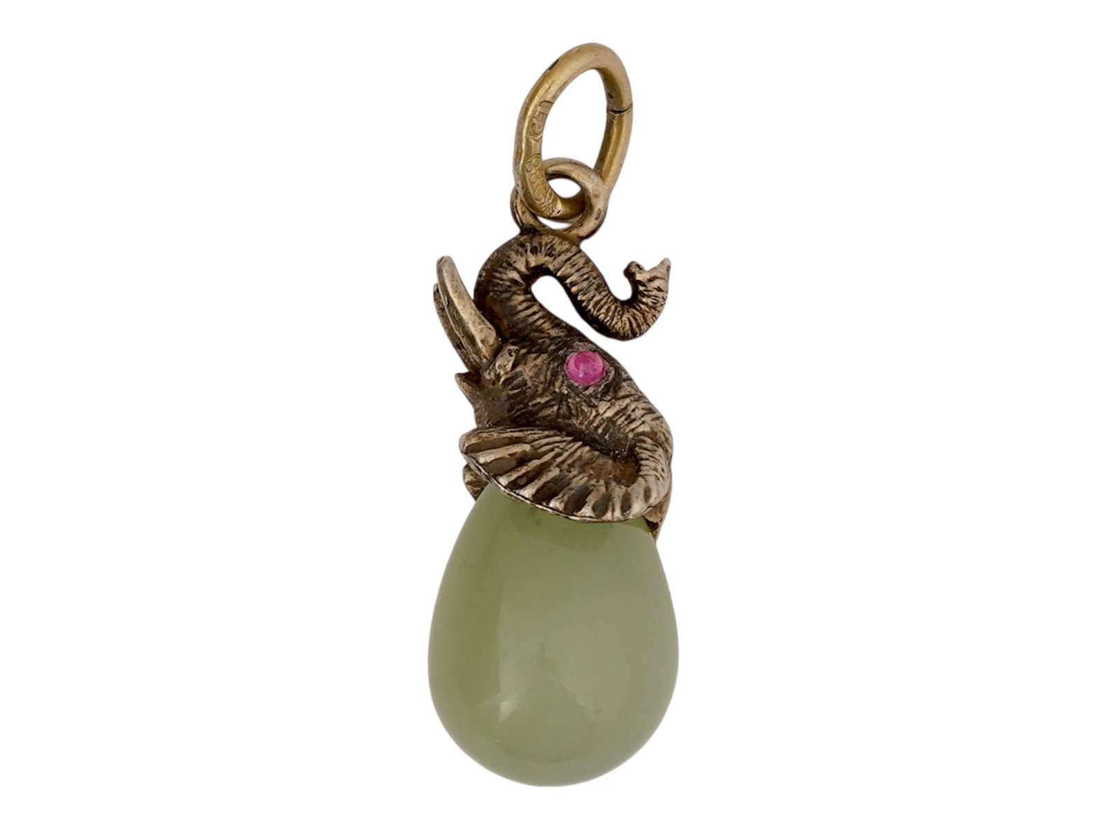 RUSSIAN BOWENITE JADE ELEPHANT EASTER EGG PENDANT (1 of 6)