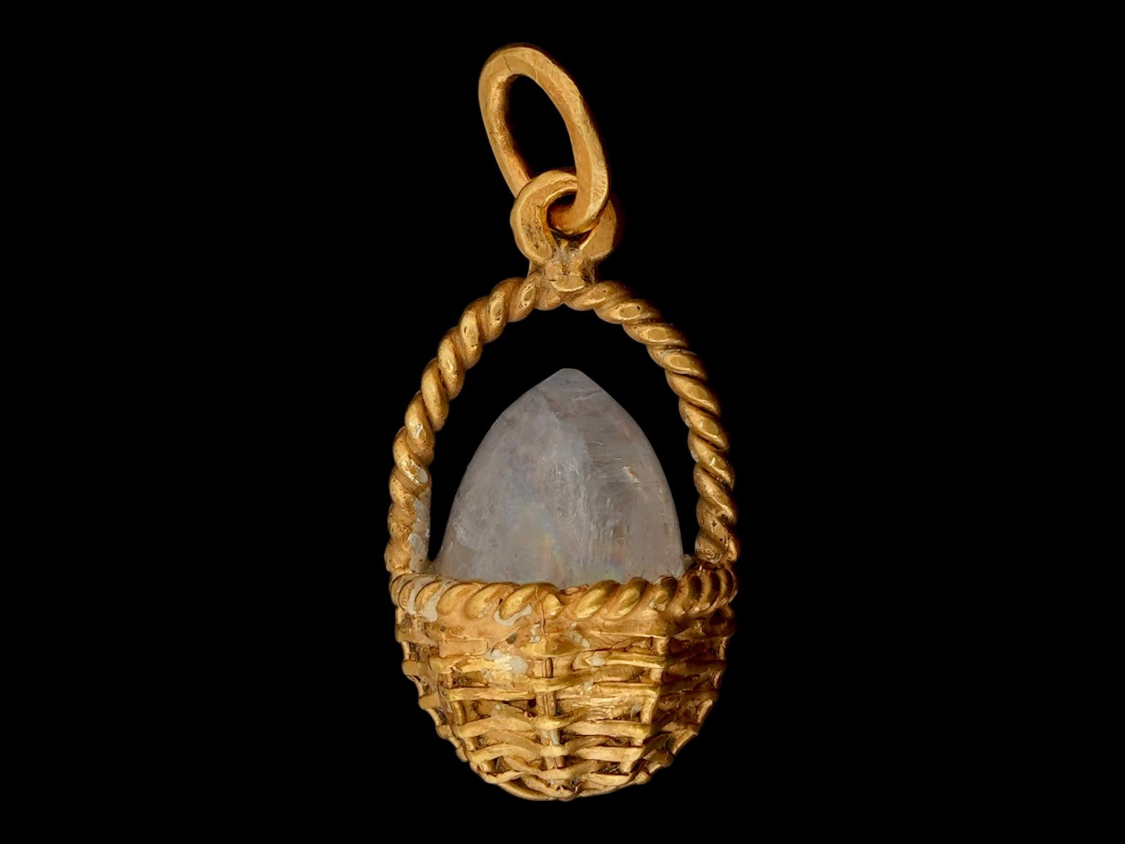 RUSSIAN SILVER ROCK CRYSTAL BASKET EASTER EGG PENDANT (1 of 5)